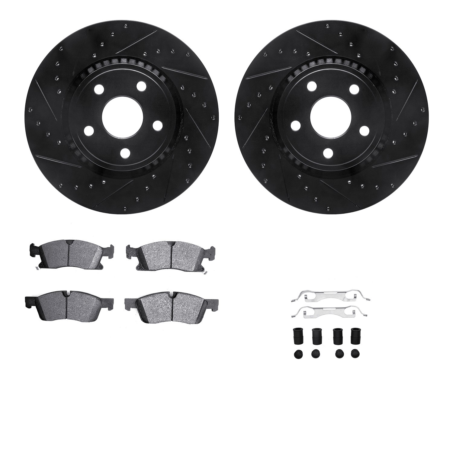 DFC Brake Rotor Drilled & Slotted - Black- w/Ultimate Duty Brake Pad & HW Kit