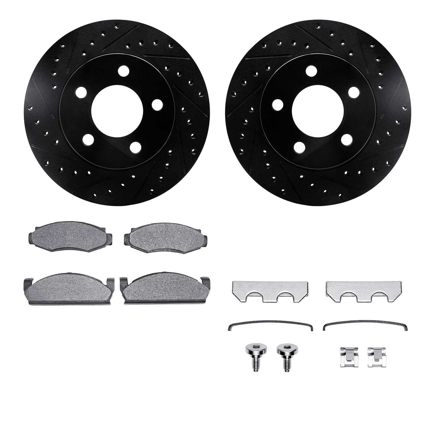 DFC Brake Rotor Drilled & Slotted - Black- w/Ultimate Duty Brake Pad & HW Kit
