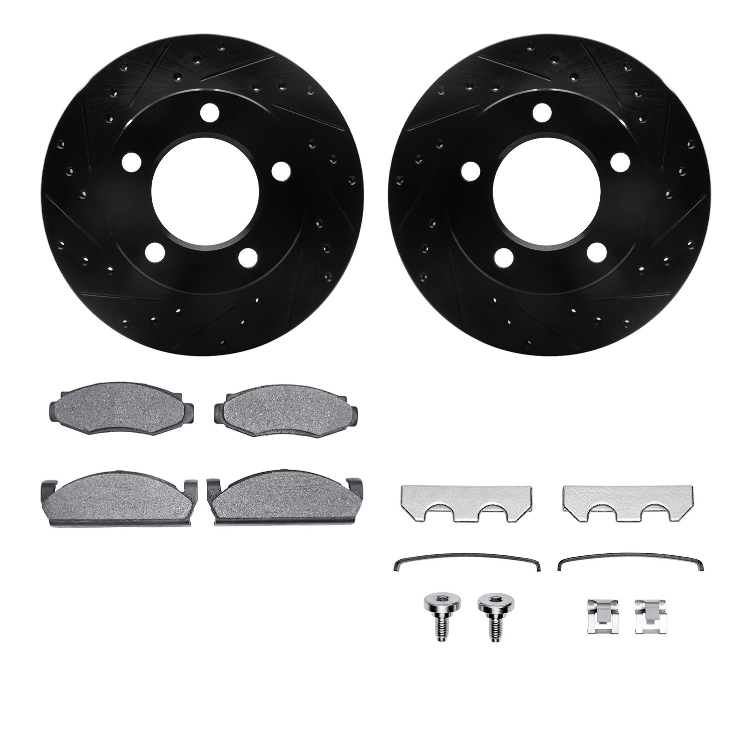 DFC Brake Rotor Drilled & Slotted - Black- w/Ultimate Duty Brake Pad & HW Kit