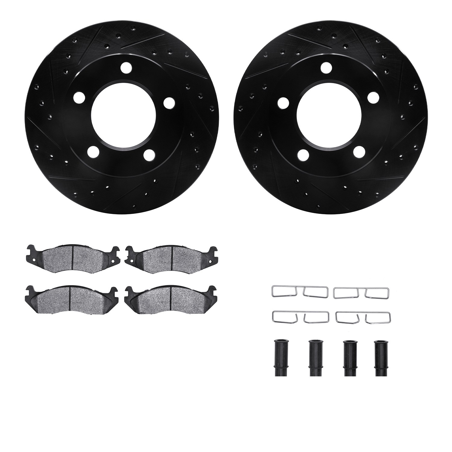DFC Brake Rotor Drilled & Slotted - Black- w/Ultimate Duty Brake Pad & HW Kit