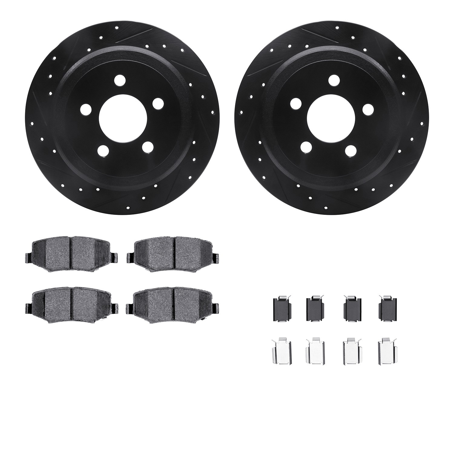 DFC Brake Rotor Drilled & Slotted - Black- w/Ultimate Duty Brake Pad & HW Kit