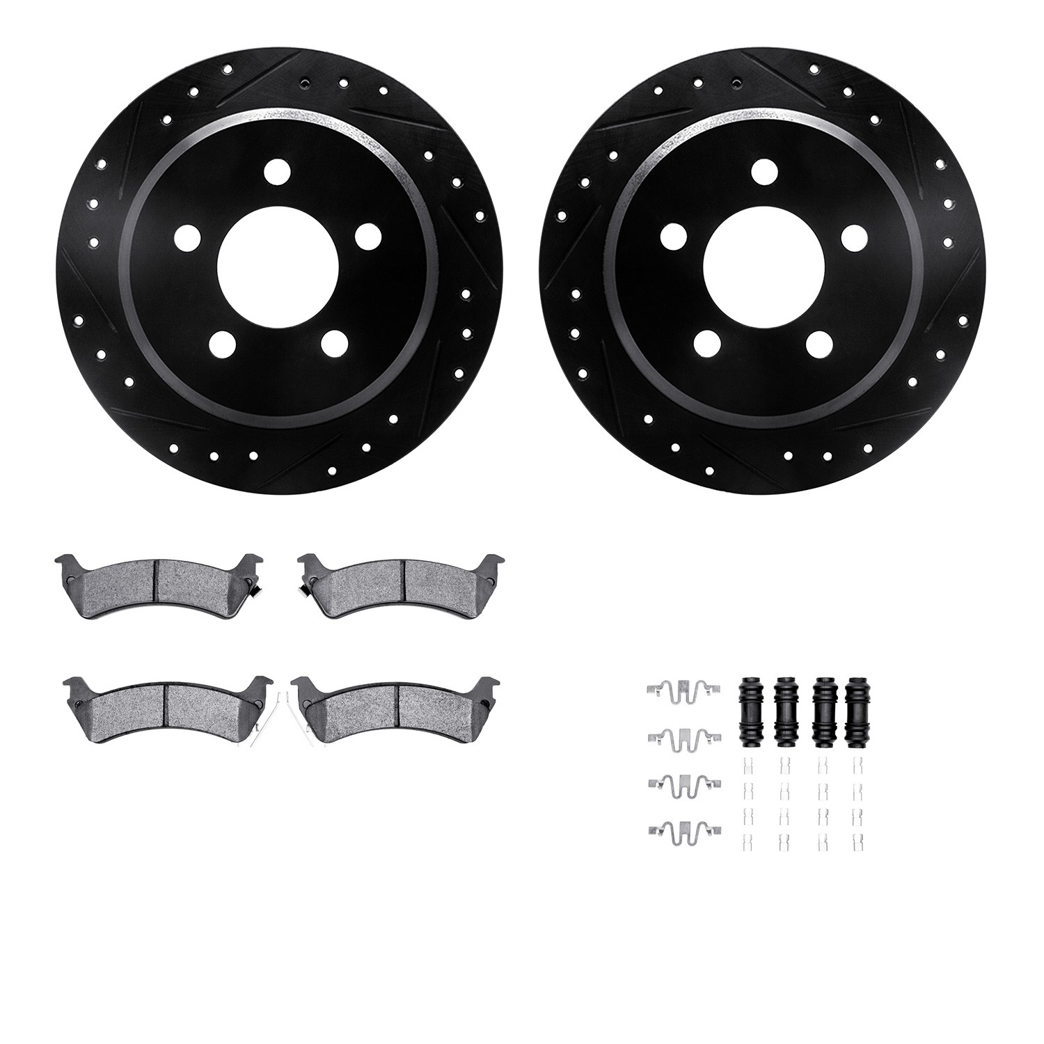 DFC Brake Rotor Drilled & Slotted - Black- w/Ultimate Duty Brake Pad & HW Kit