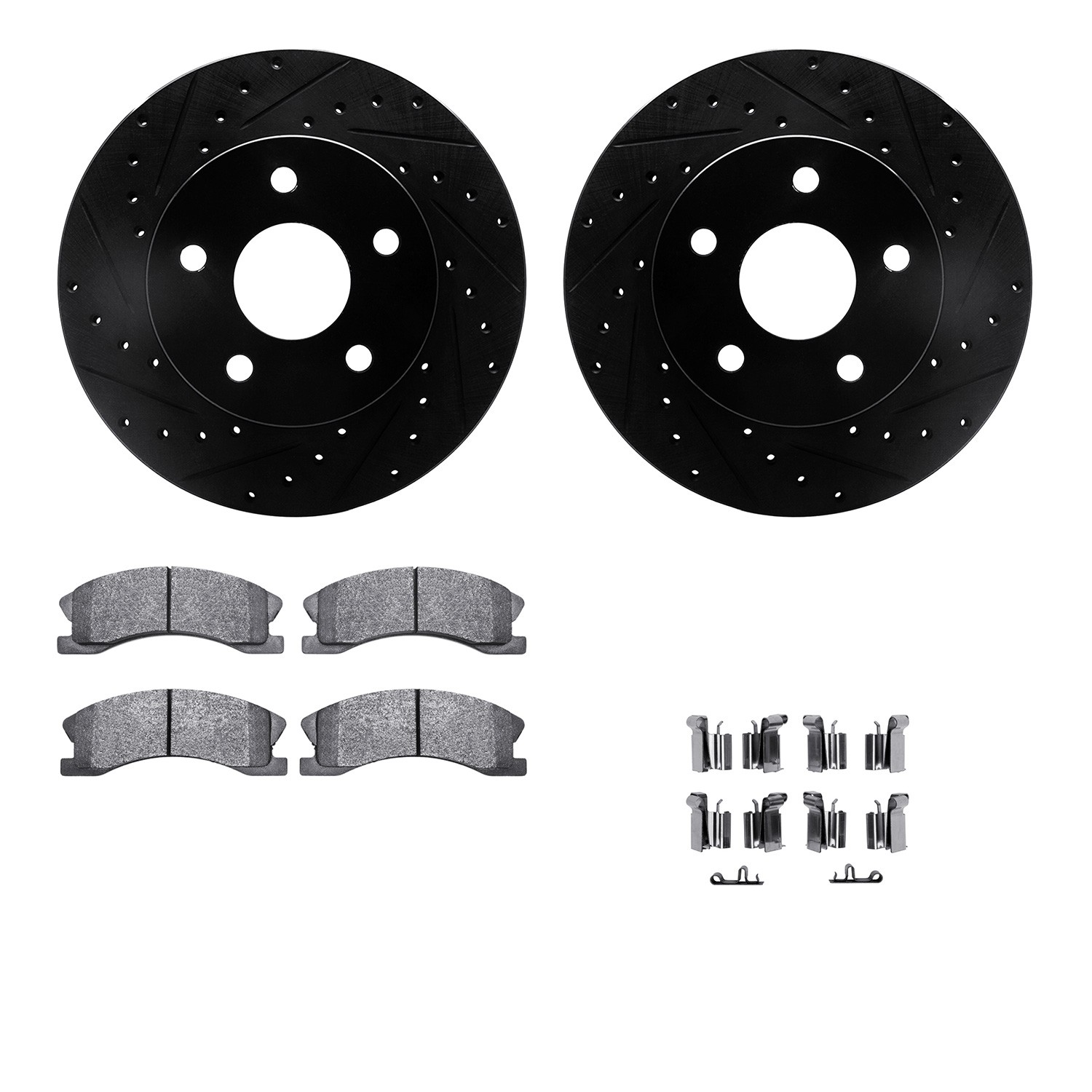 DFC Brake Rotor Drilled & Slotted - Black- w/Ultimate Duty Brake Pad & HW Kit