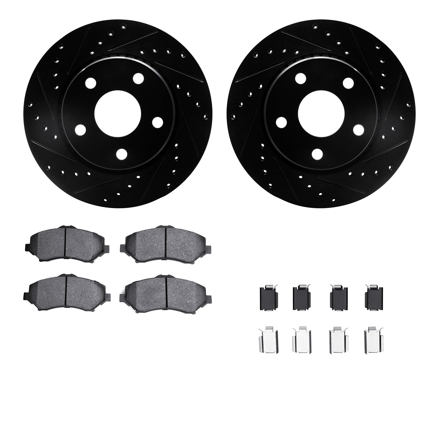 DFC Brake Rotor Drilled & Slotted - Black- w/Ultimate Duty Brake Pad & HW Kit