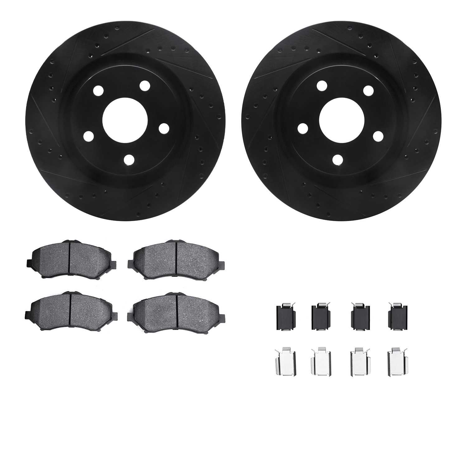 DFC Brake Rotor Drilled & Slotted - Black- w/Ultimate Duty Brake Pad & HW Kit
