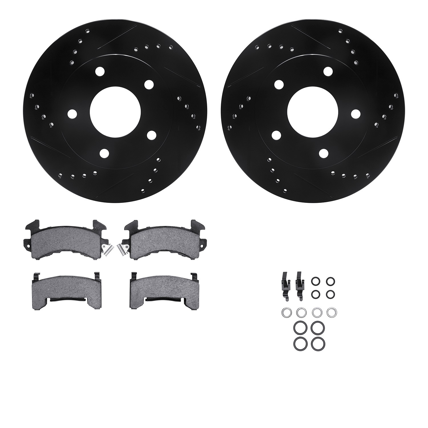 DFC Brake Rotor Drilled & Slotted - Black- w/Ultimate Duty Brake Pad & HW Kit