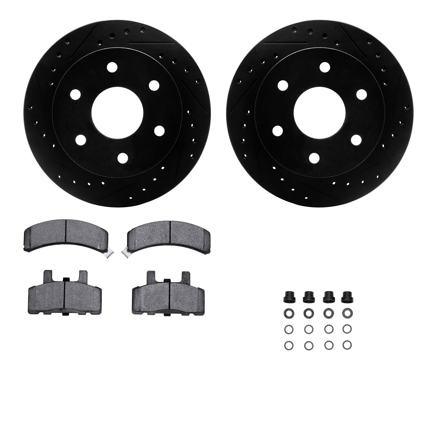 DFC Brake Rotor Drilled & Slotted - Black- w/Ultimate Duty Brake Pad & HW Kit
