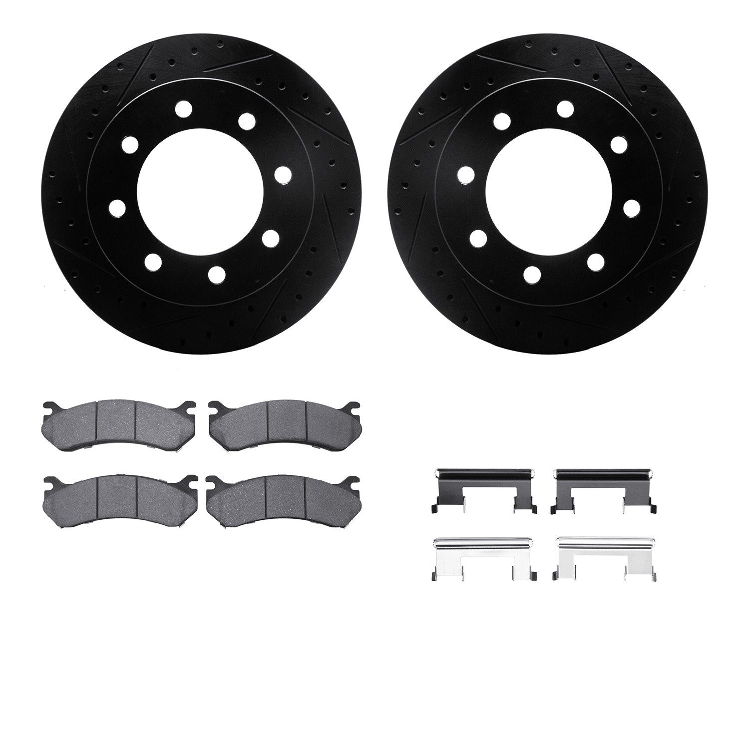 DFC Brake Rotor Drilled & Slotted - Black- w/Ultimate Duty Brake Pad & HW Kit