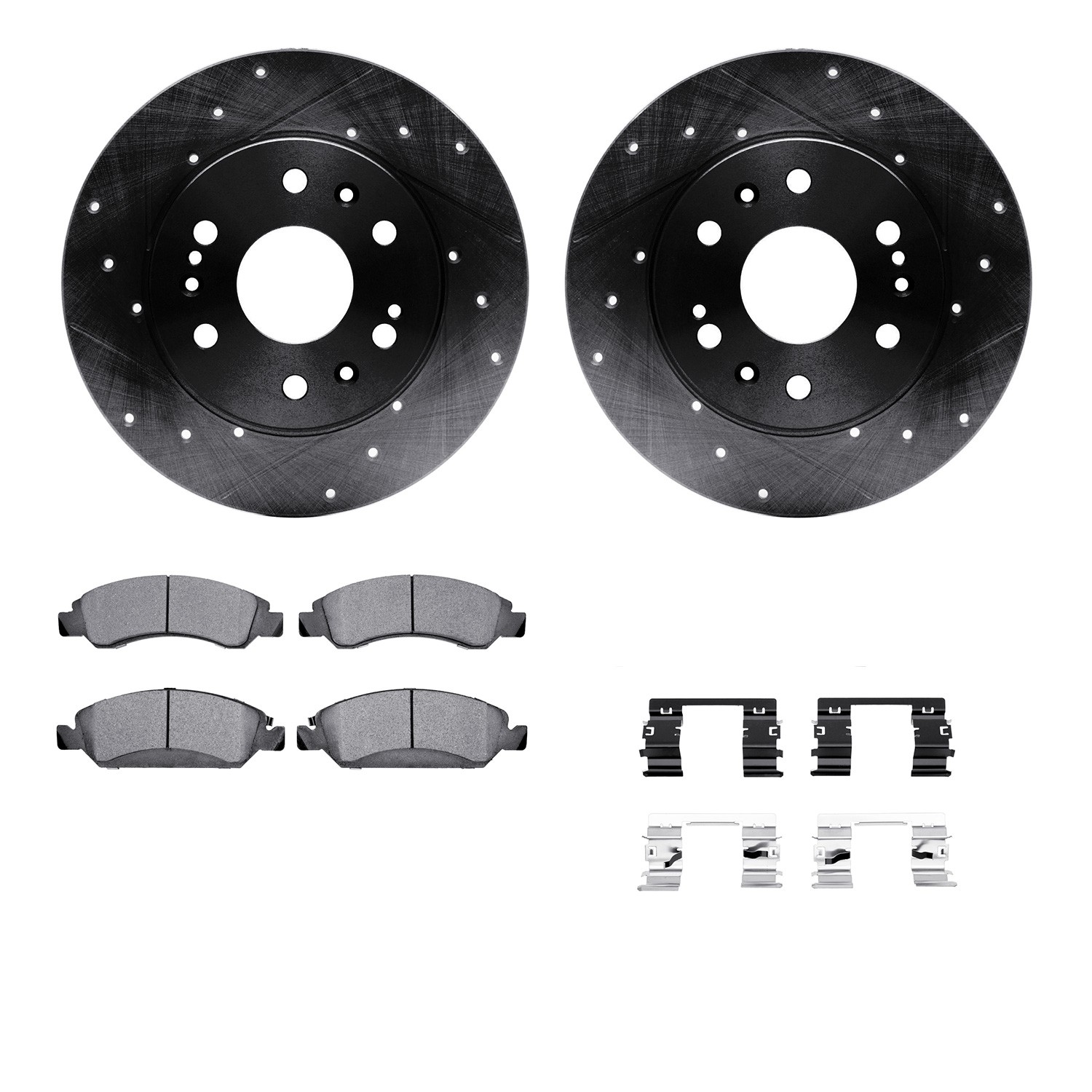 DFC Brake Rotor Drilled & Slotted - Black- w/Ultimate Duty Brake Pad & HW Kit