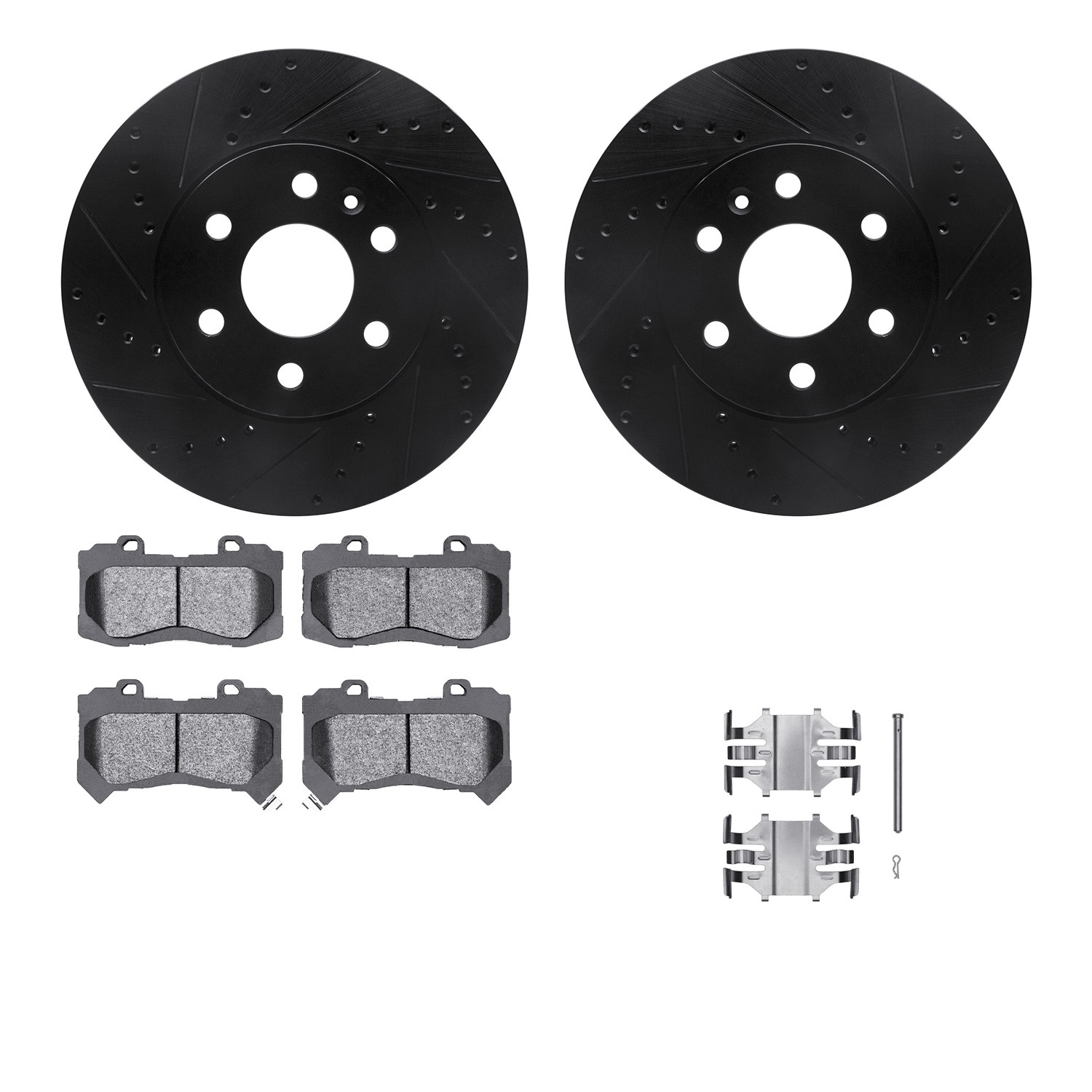 DFC Brake Rotor Drilled & Slotted - Black- w/Ultimate Duty Brake Pad & HW Kit