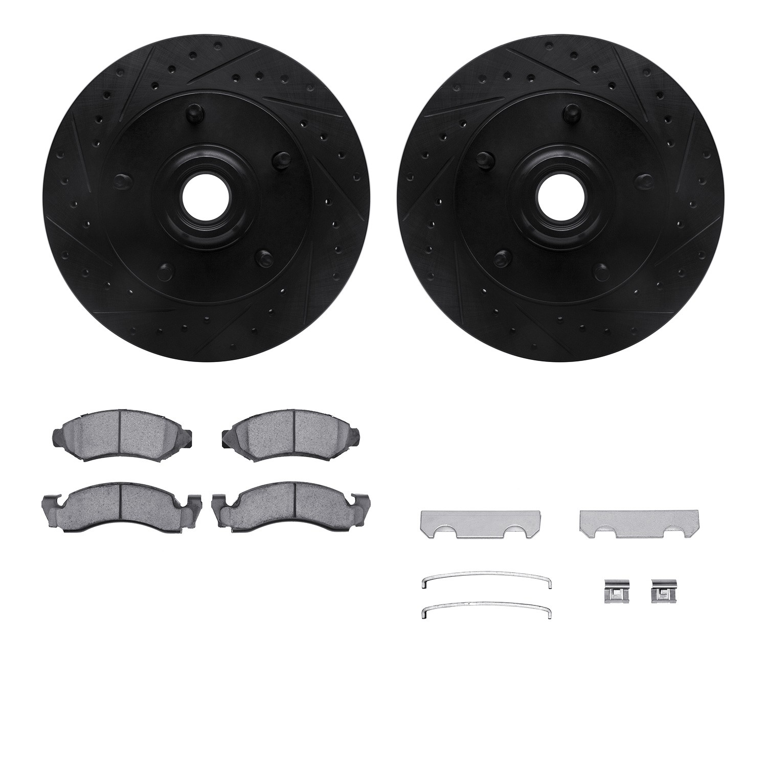 DFC Brake Rotor Drilled & Slotted - Black- w/Ultimate Duty Brake Pad & HW Kit