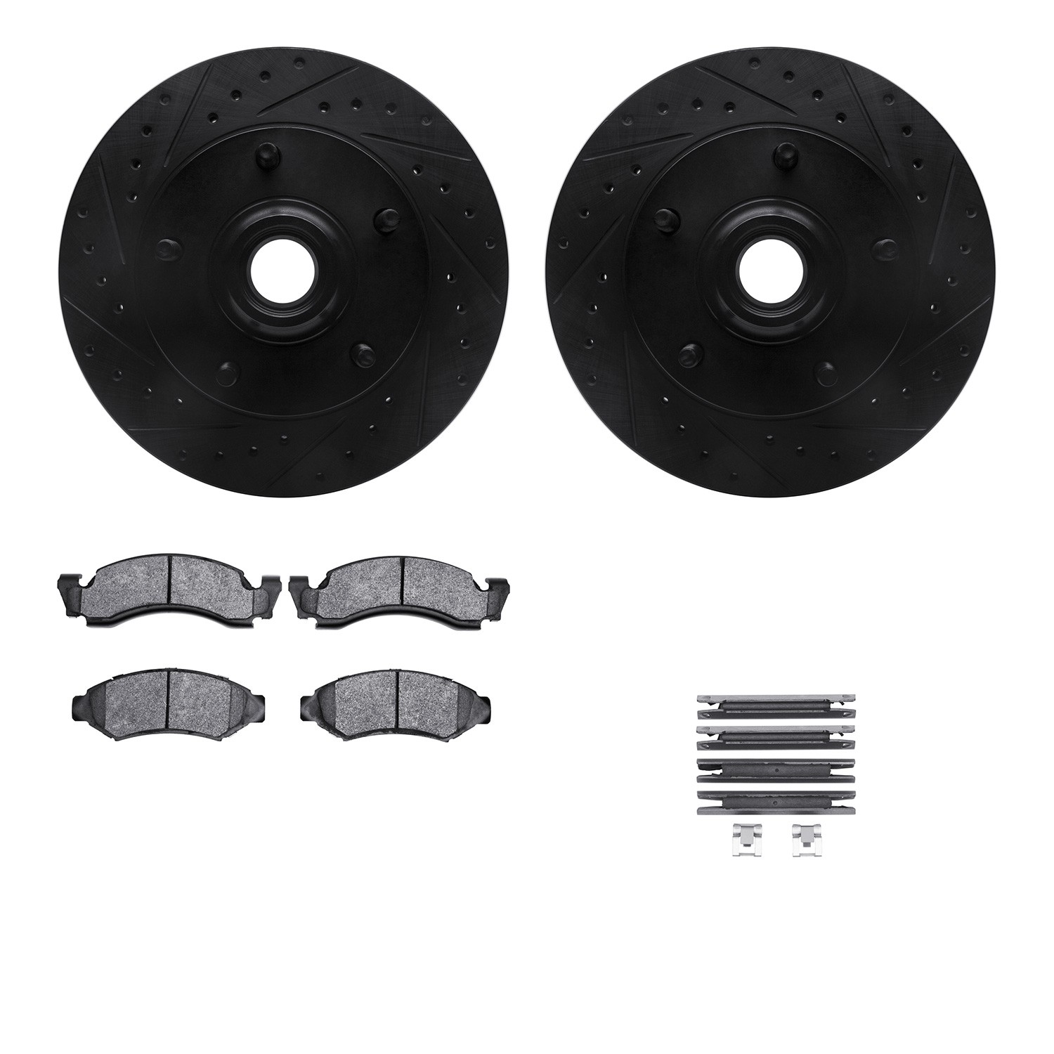 DFC Brake Rotor Drilled & Slotted - Black- w/Ultimate Duty Brake Pad & HW Kit