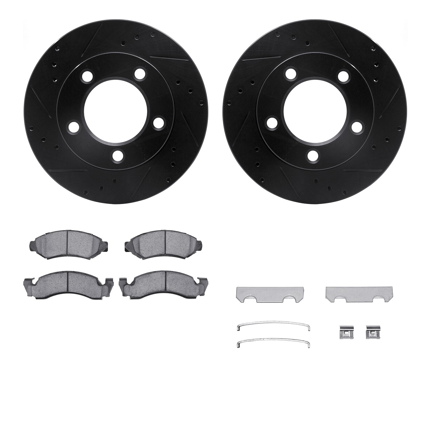 DFC Brake Rotor Drilled & Slotted - Black- w/Ultimate Duty Brake Pad & HW Kit