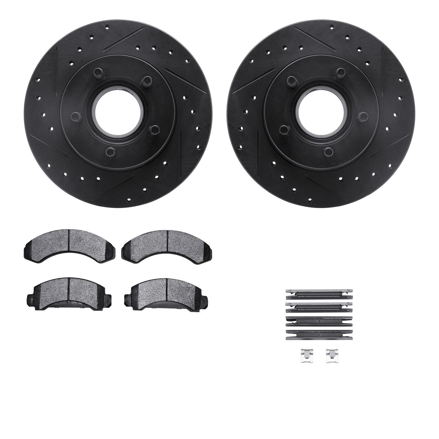 DFC Brake Rotor Drilled & Slotted - Black- w/Ultimate Duty Brake Pad & HW Kit