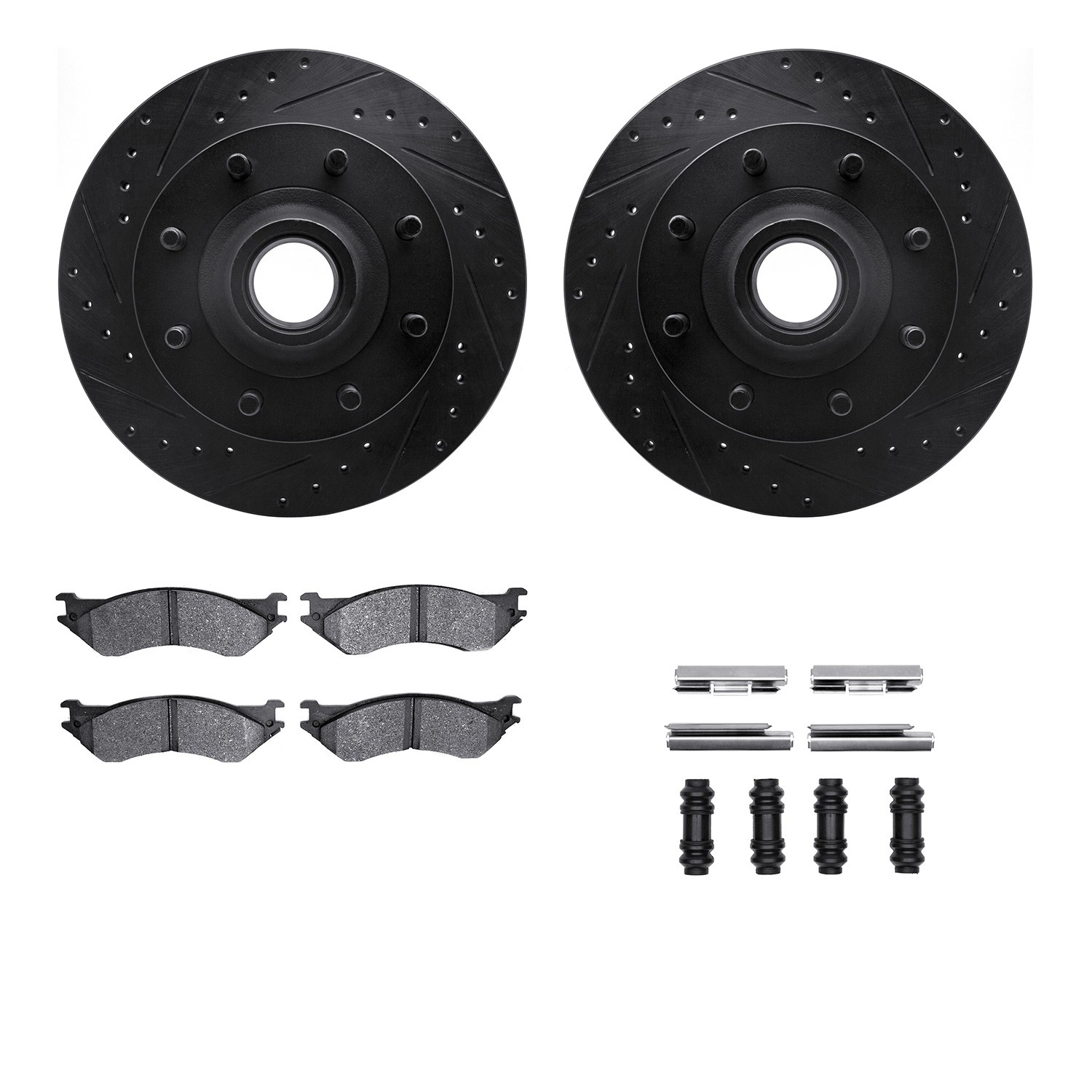DFC Brake Rotor Drilled & Slotted - Black- w/Ultimate Duty Brake Pad & HW Kit