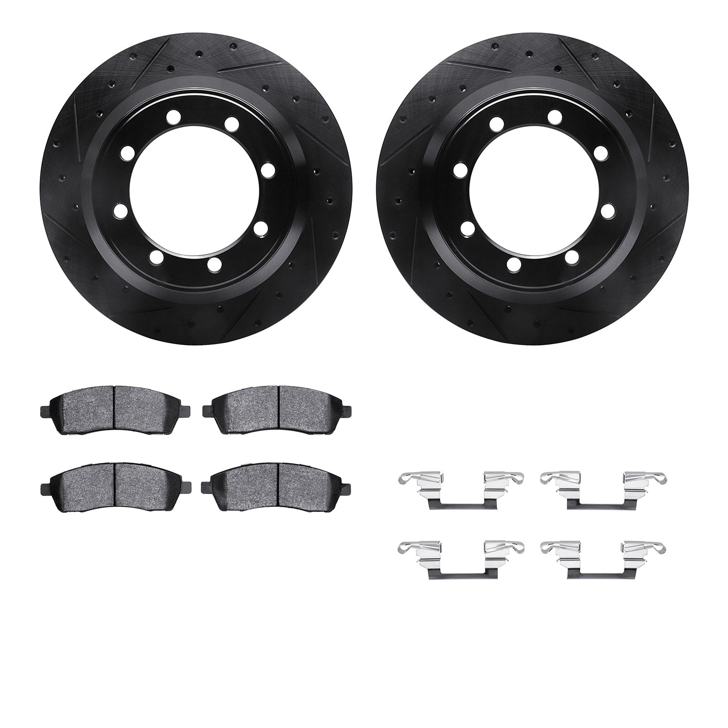 DFC Brake Rotor Drilled & Slotted - Black- w/Ultimate Duty Brake Pad & HW Kit
