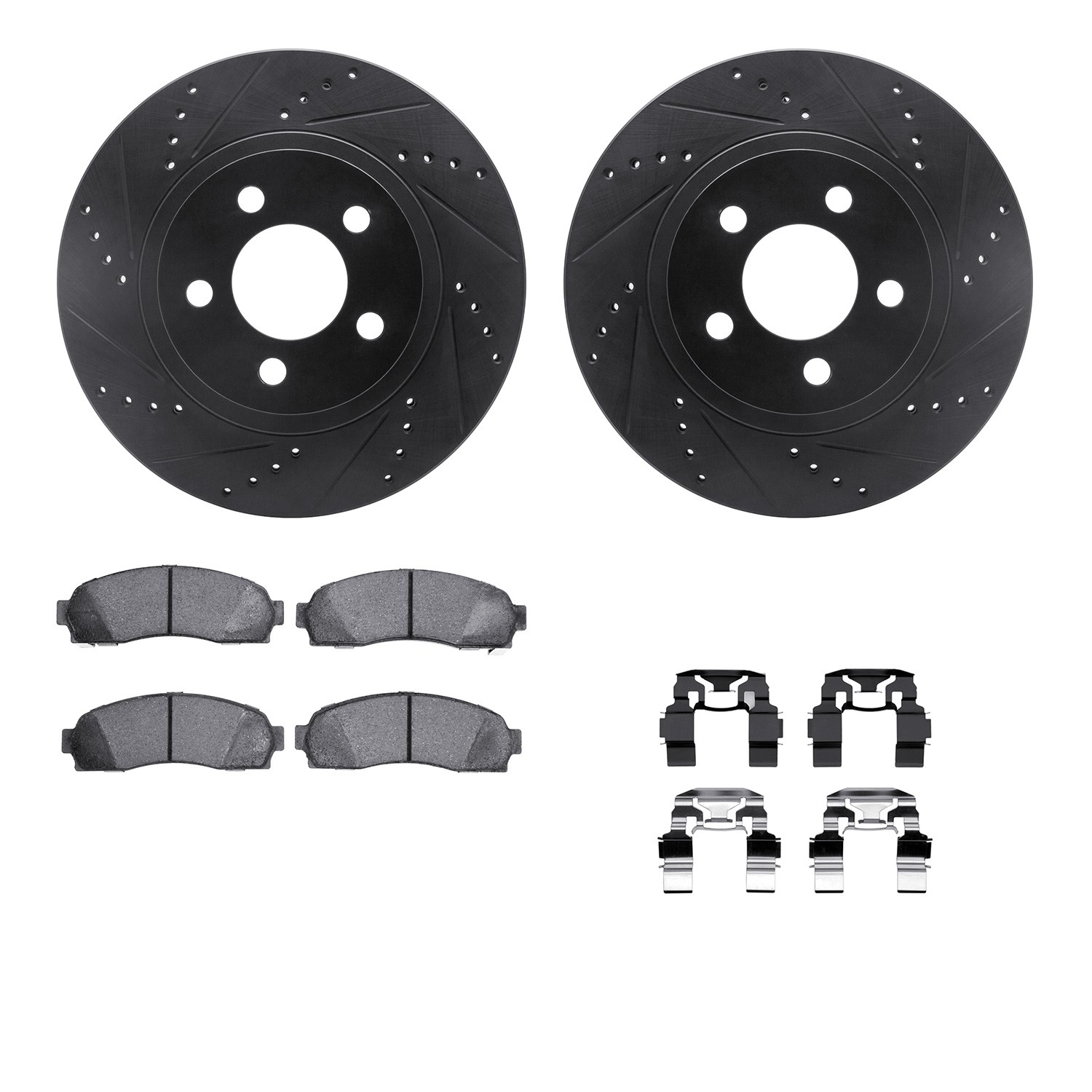 DFC Brake Rotor Drilled & Slotted - Black- w/Ultimate Duty Brake Pad & HW Kit