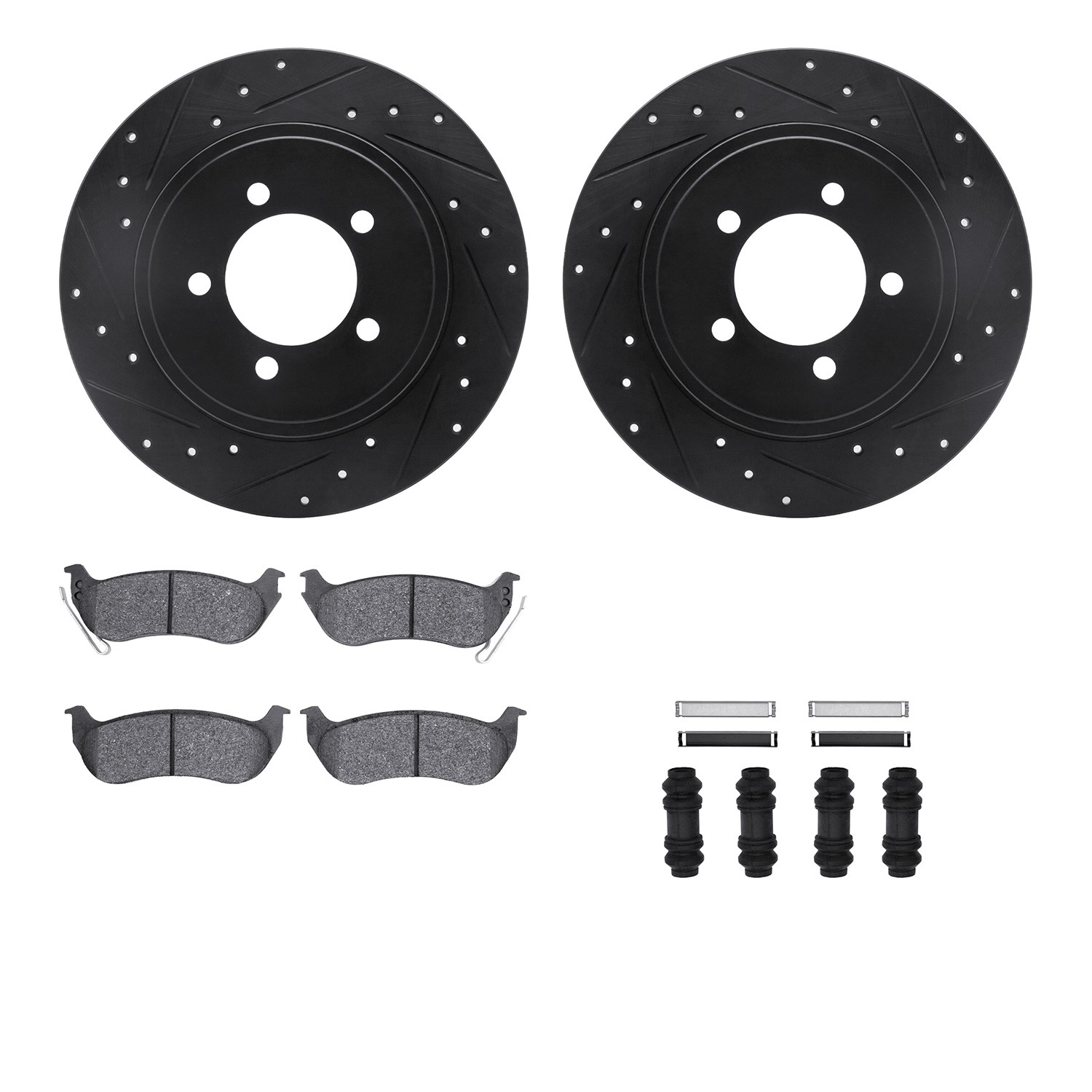 DFC Brake Rotor Drilled & Slotted - Black- w/Ultimate Duty Brake Pad & HW Kit