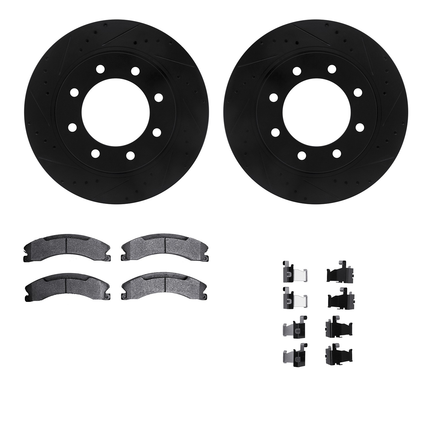 DFC Brake Rotor Drilled & Slotted - Black- w/Ultimate Duty Brake Pad & HW Kit