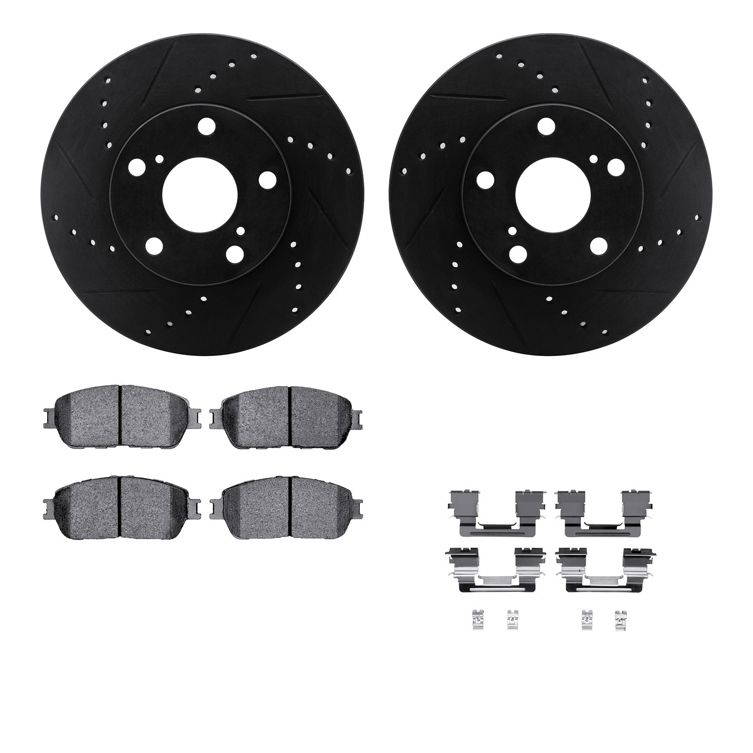 DFC Brake Rotor Drilled & Slotted - Black- w/Ultimate Duty Brake Pad & HW Kit