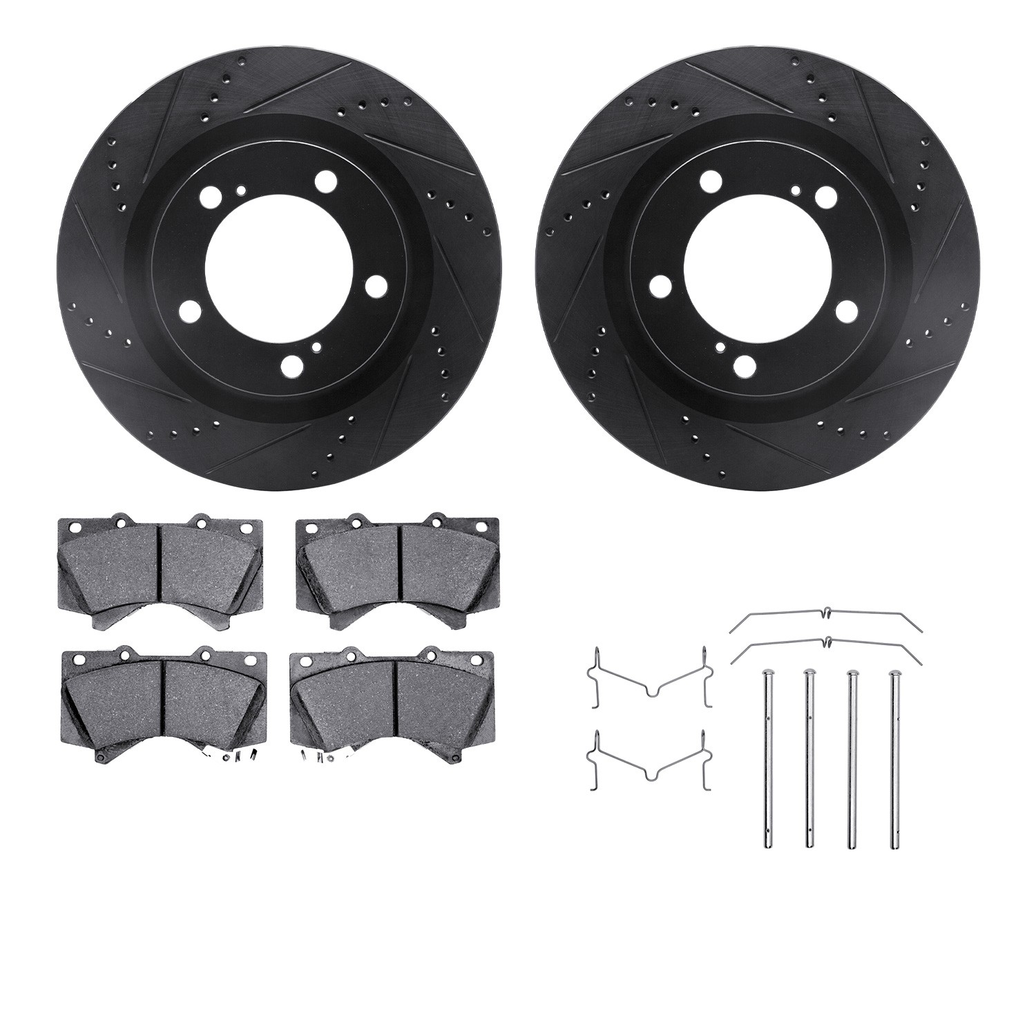 DFC Brake Rotor Drilled & Slotted - Black- w/Ultimate Duty Brake Pad & HW Kit