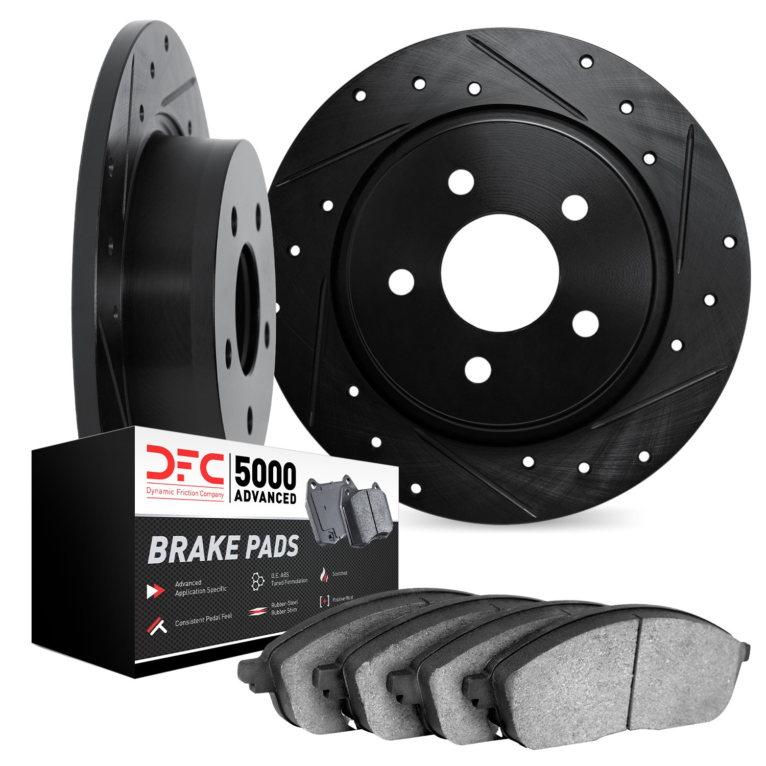 DFC Brake Rotor - Drilled & Slotted - Black w/5000 Advanced Brake Pads