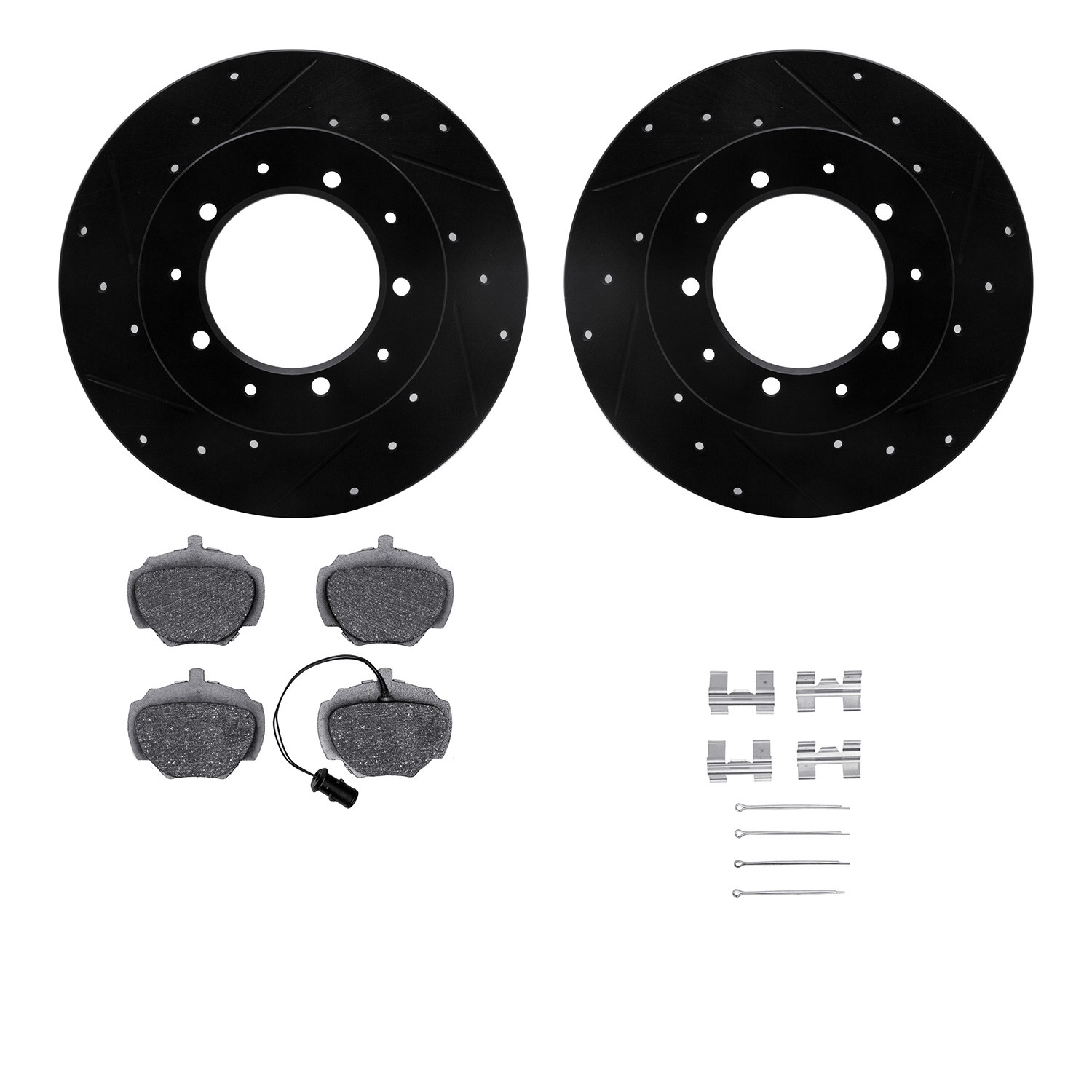 DFC Brake Rotor - Drilled & Slotted - Black w/5000 Brake Pads & HW Kit