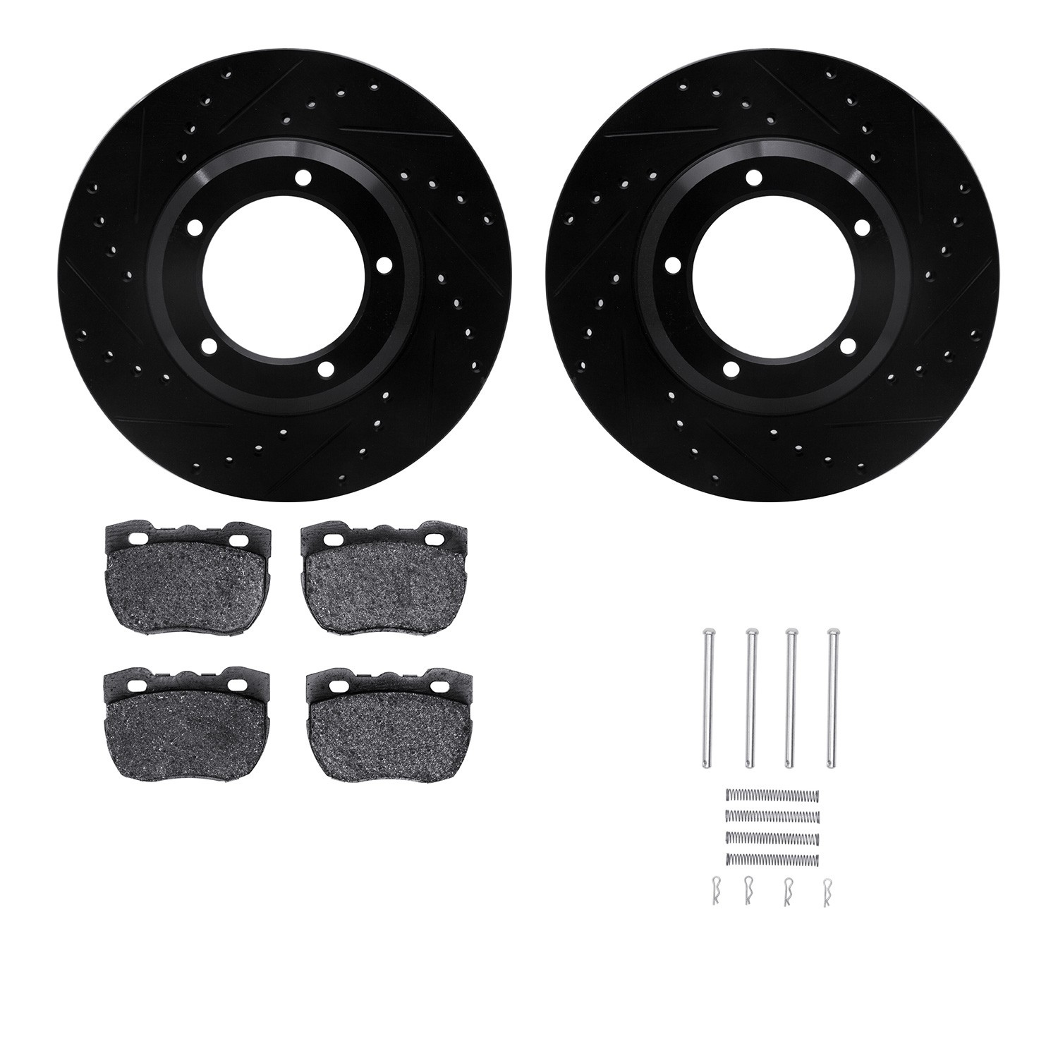 DFC Brake Rotor - Drilled & Slotted - Black w/5000 Brake Pads & HW Kit