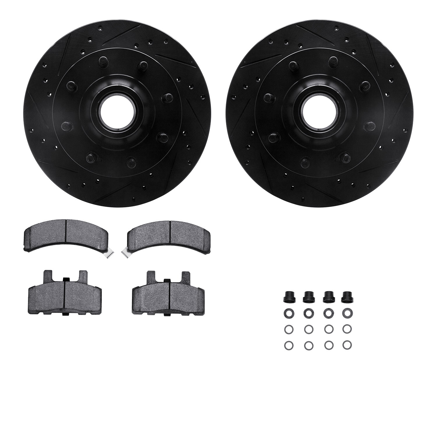 DFC Brake Rotor - Drilled & Slotted - Black w/5000 Brake Pads & HW Kit