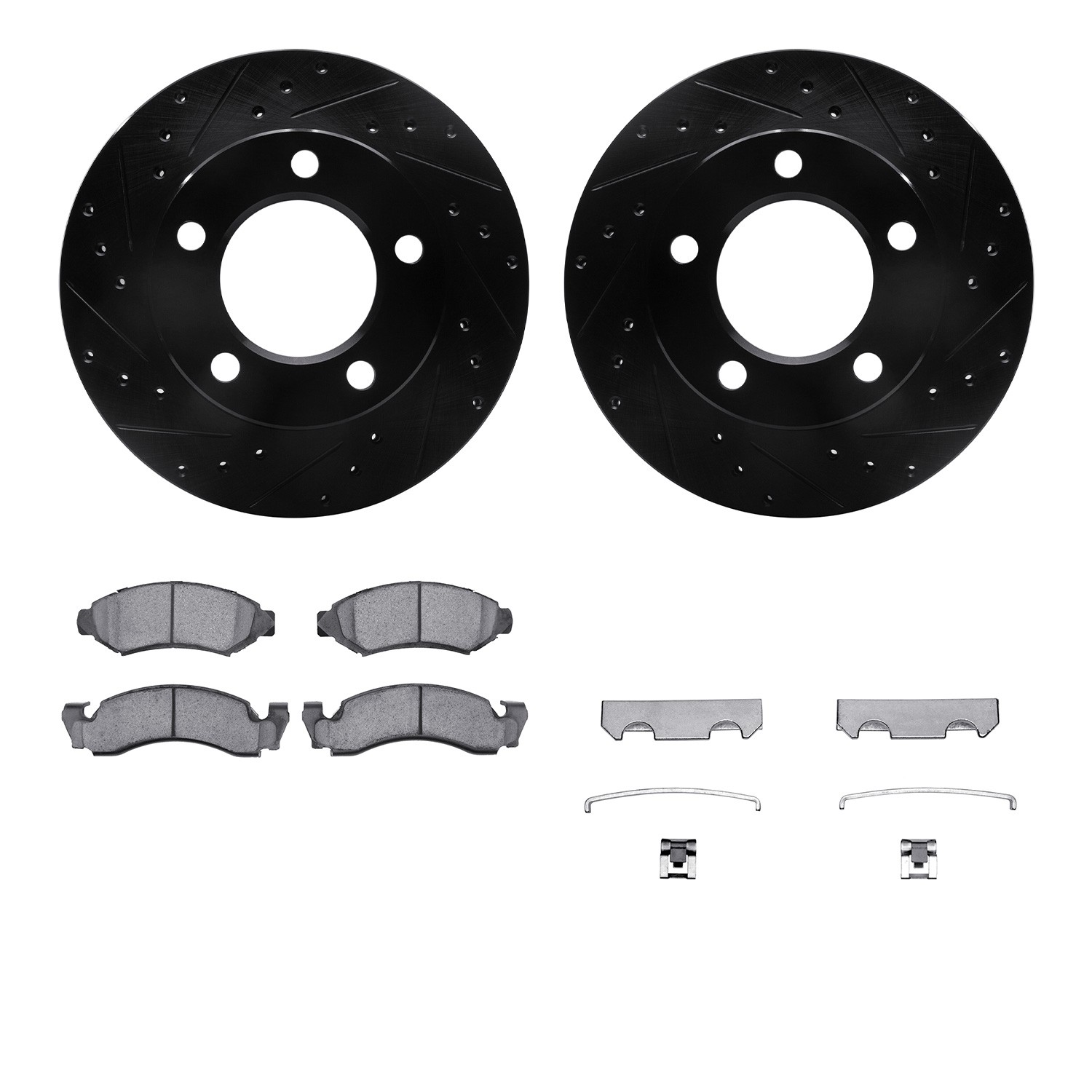 DFC Brake Rotor - Drilled & Slotted - Black w/5000 Brake Pads & HW Kit