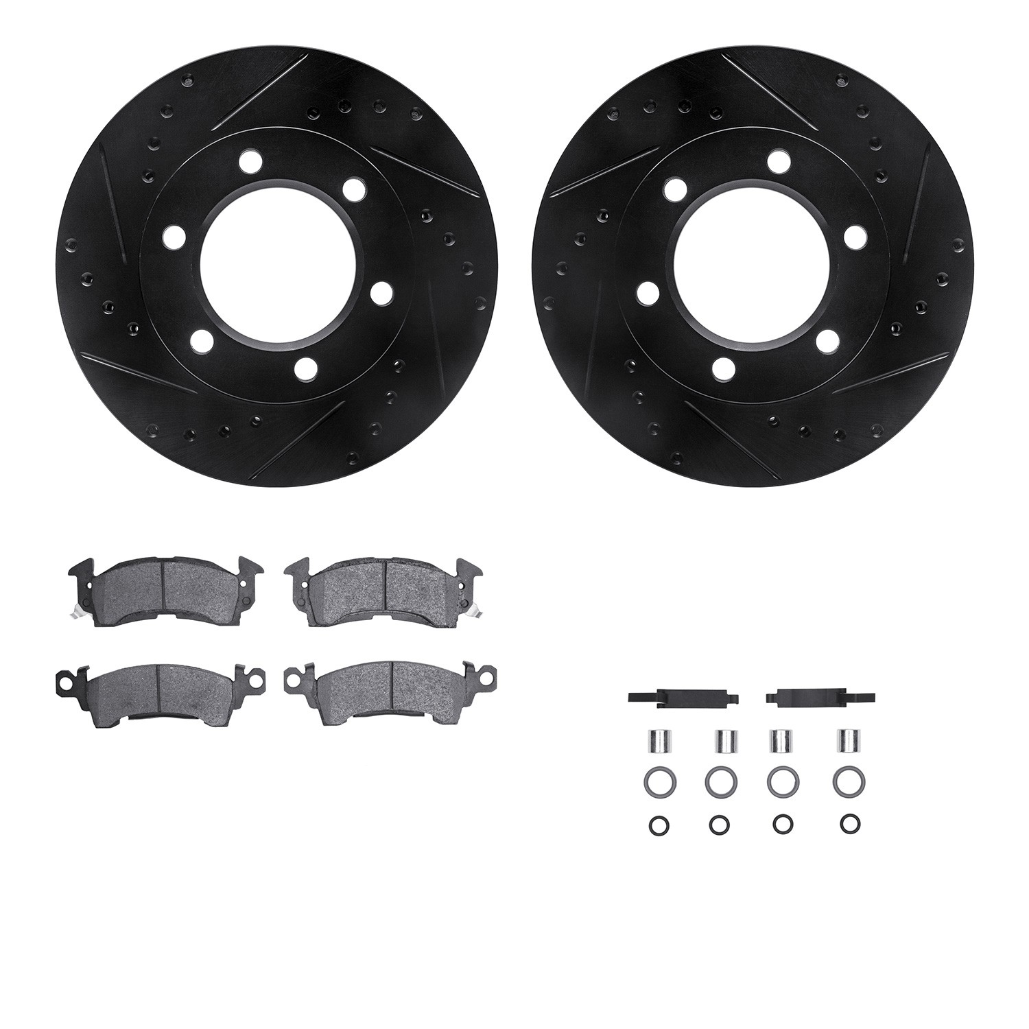DFC Brake Rotor - Drilled & Slotted - Black w/5000 Brake Pads & HW Kit