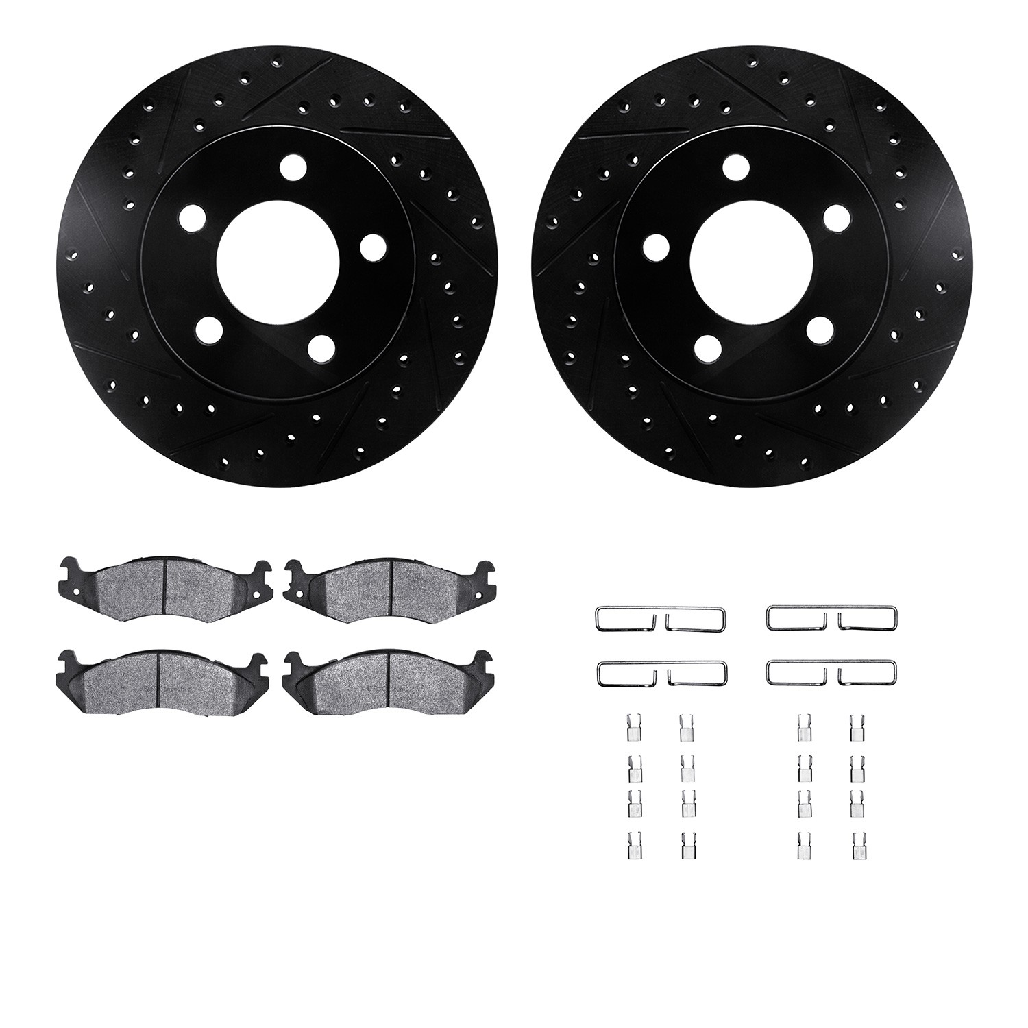 DFC Brake Rotor - Drilled & Slotted - Black w/5000 Brake Pads & HW Kit