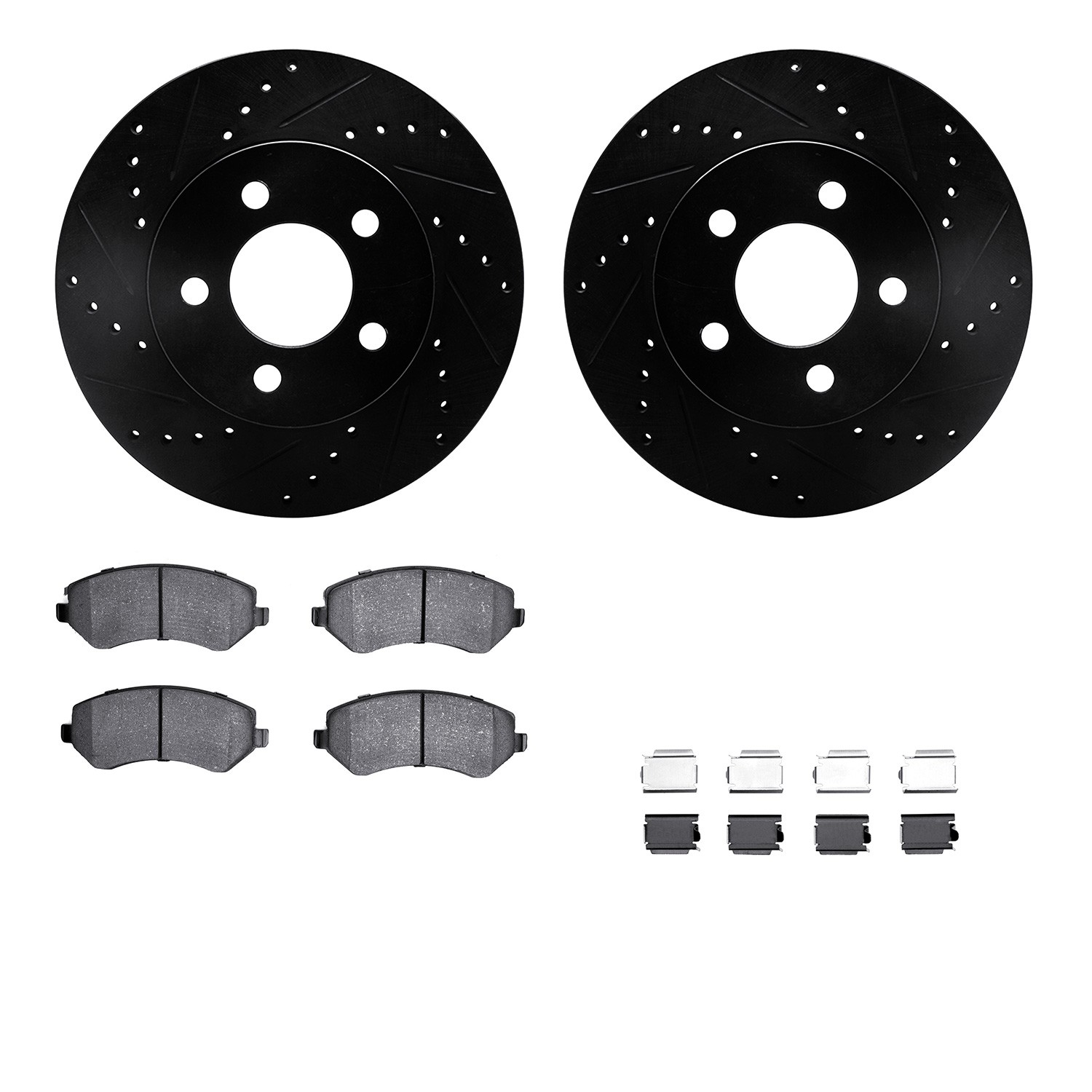 DFC Brake Rotor - Drilled & Slotted - Black w/5000 Brake Pads & HW Kit