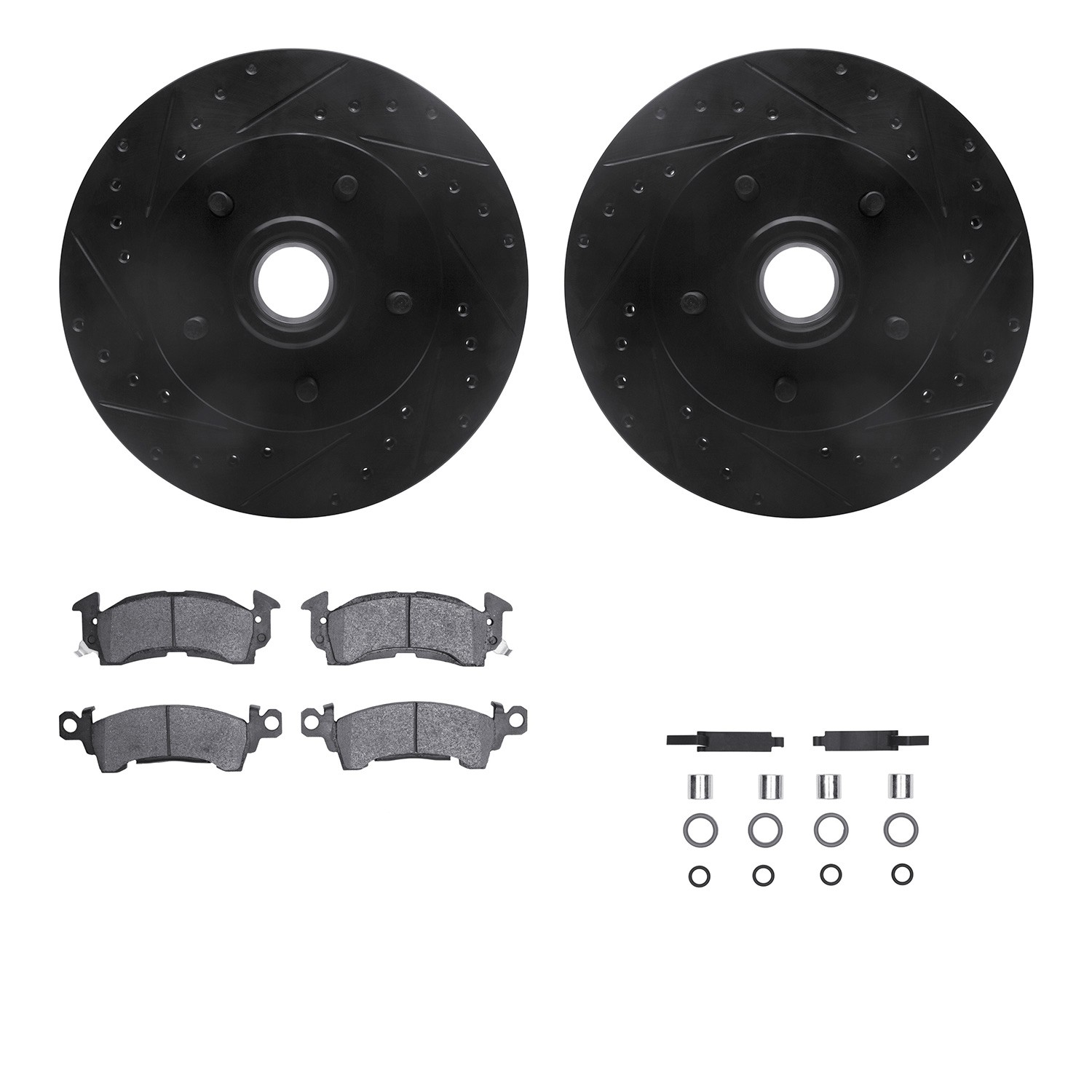 DFC Brake Rotor - Drilled & Slotted - Black w/5000 Brake Pads & HW Kit