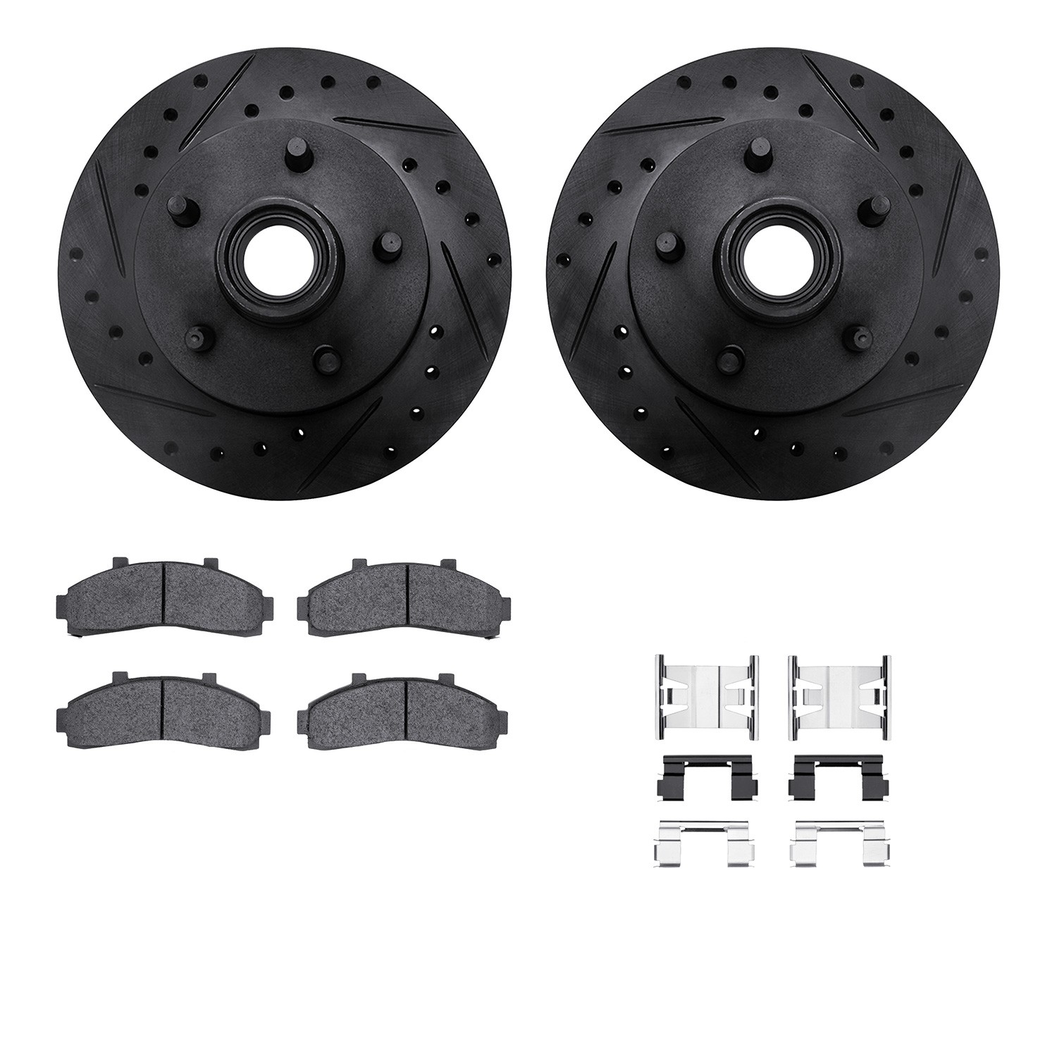 DFC Brake Rotor - Drilled & Slotted - Black w/5000 Brake Pads & HW Kit