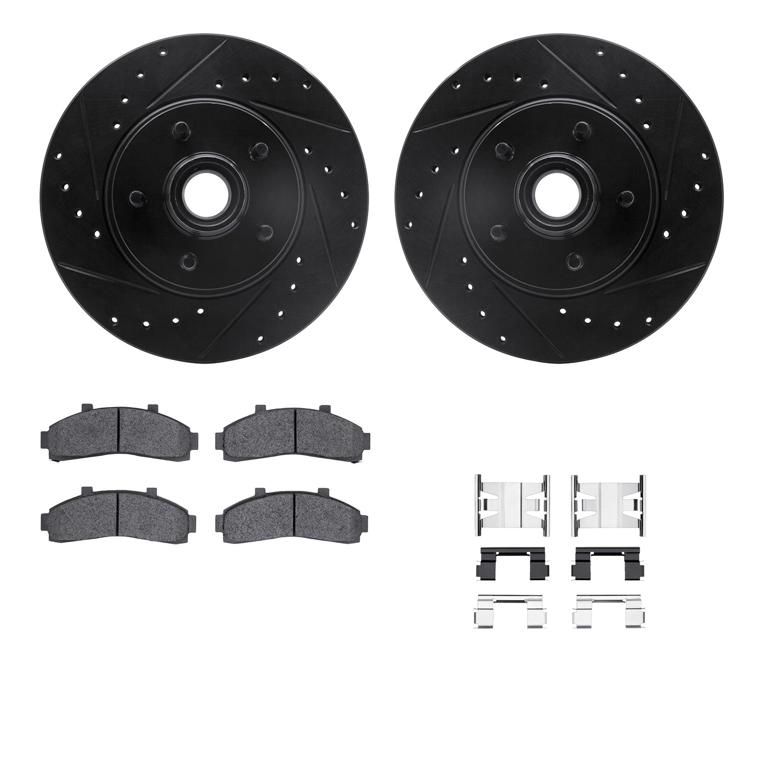 DFC Brake Rotor - Drilled & Slotted - Black w/5000 Brake Pads & HW Kit