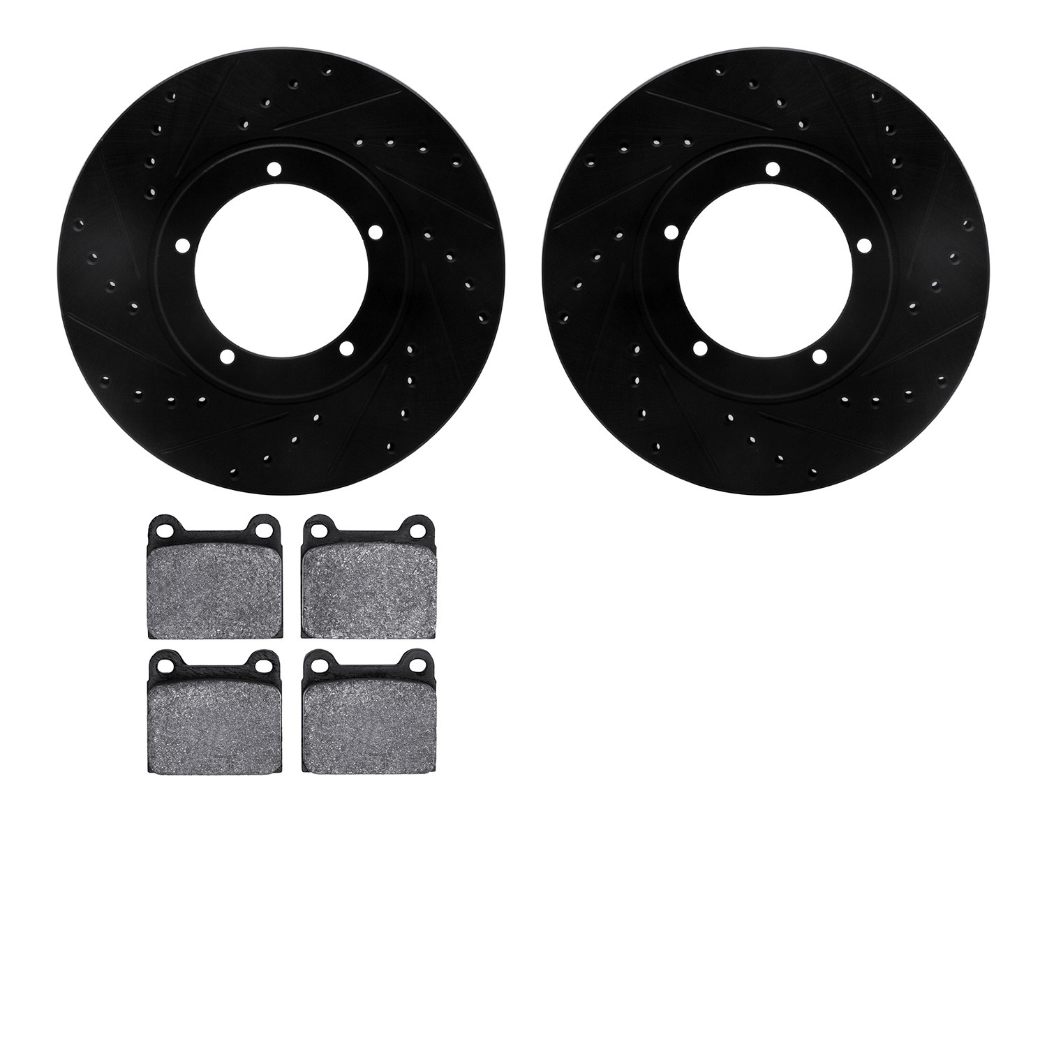DFC Rotors-Drilled and Slotted-Black with EURO 5000 Ceramic Brake Pads