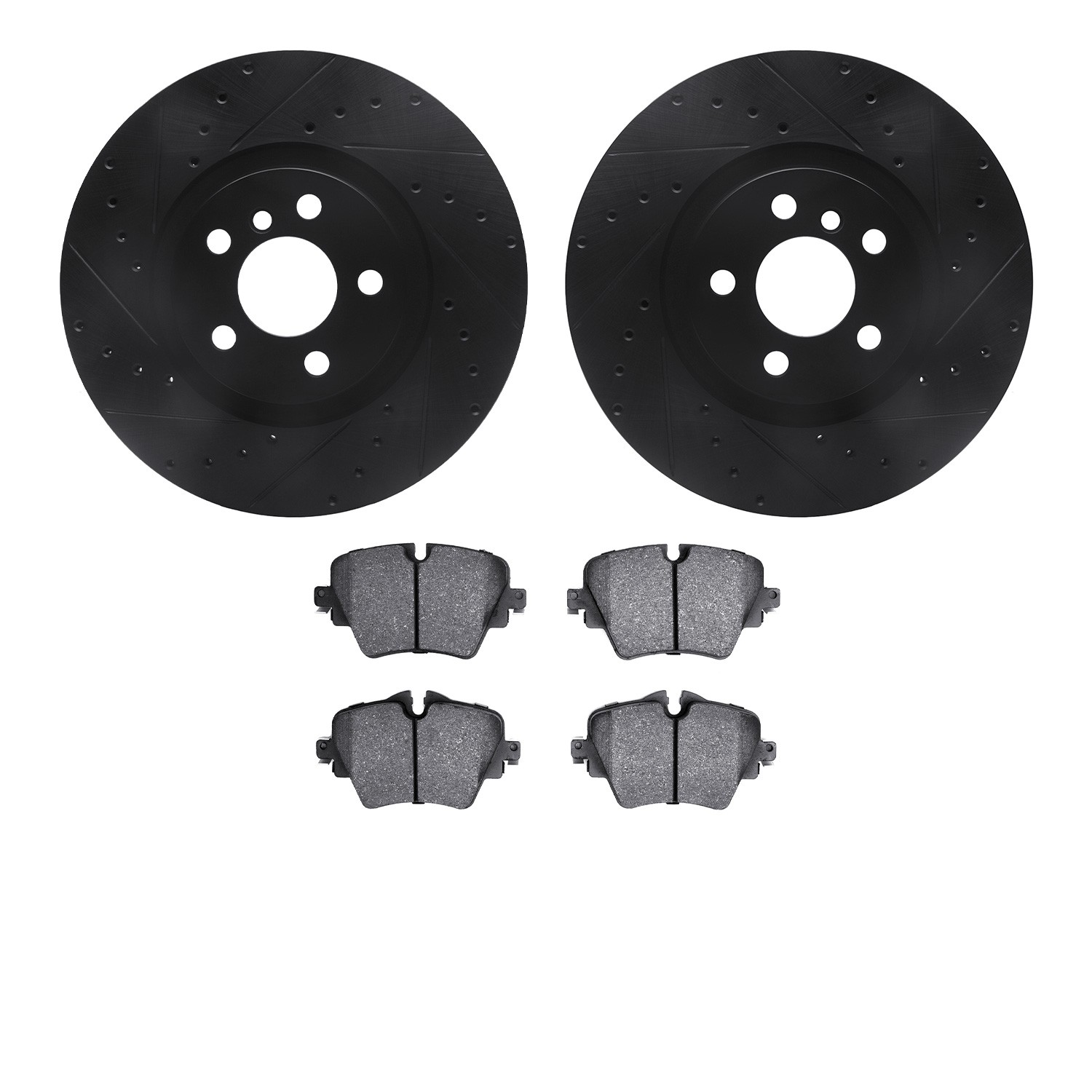 DFC Rotors-Drilled and Slotted-Black with EURO 5000 Ceramic Brake Pads