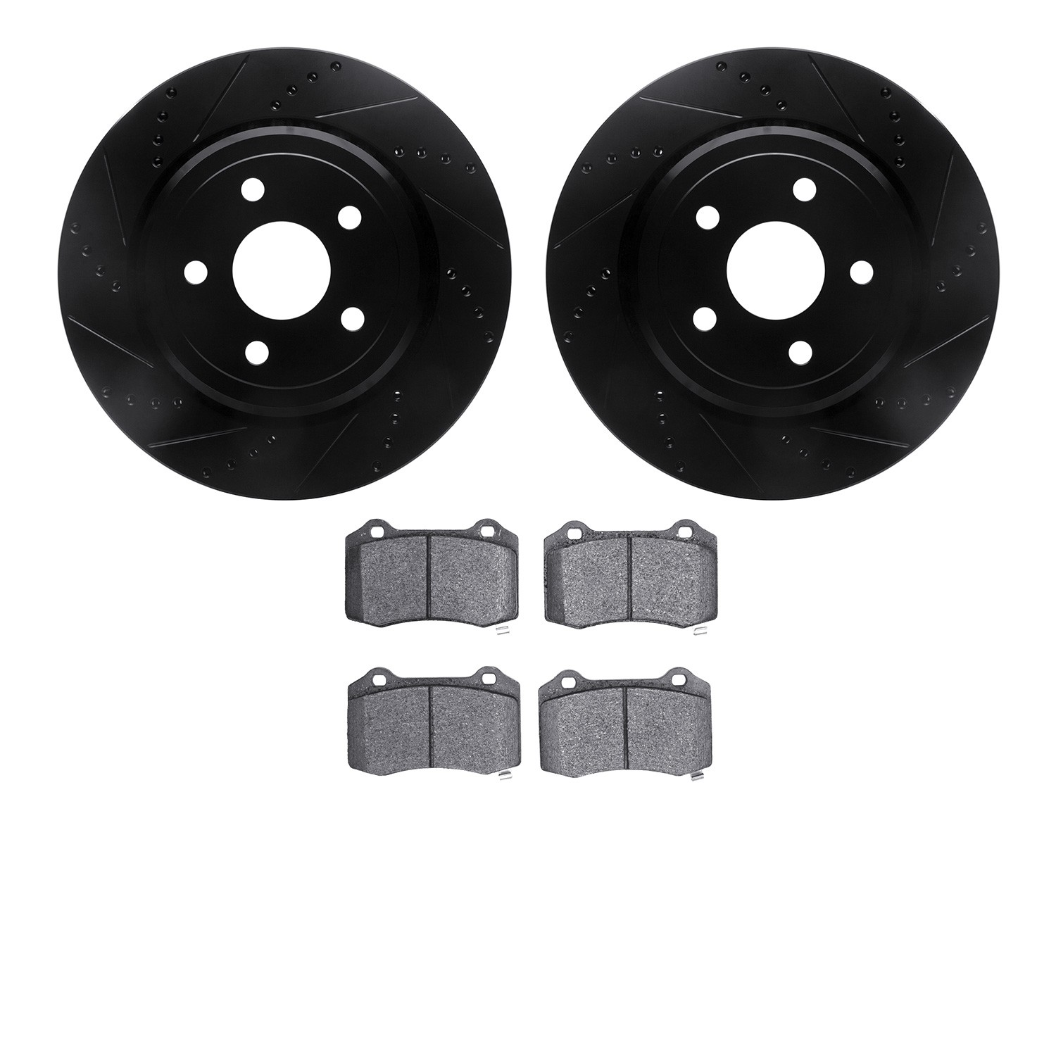 DFC Rotors-Drilled and Slotted-Black with EURO 5000 Ceramic Brake Pads
