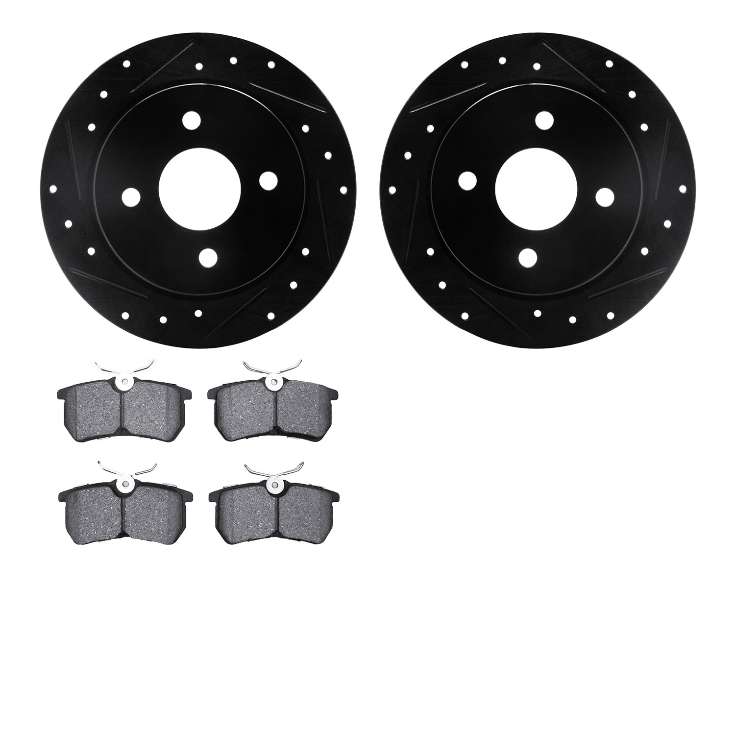 DFC Rotors-Drilled and Slotted-Black with EURO 5000 Ceramic Brake Pads