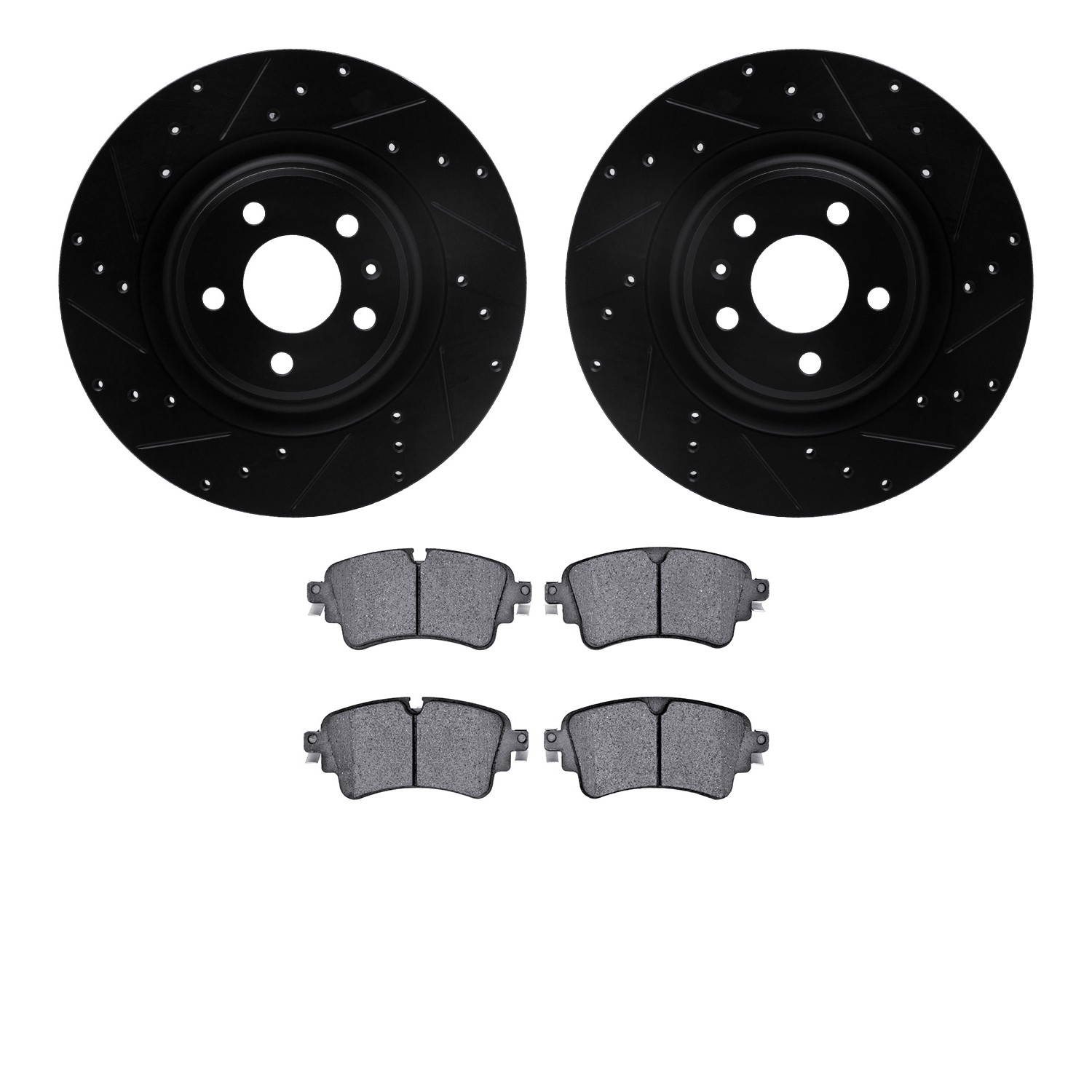 DFC Rotors-Drilled and Slotted-Black with EURO 5000 Ceramic Brake Pads