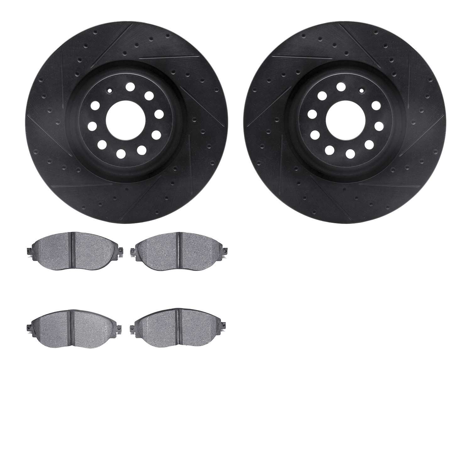 DFC Rotors-Drilled and Slotted-Black with EURO 5000 Ceramic Brake Pads