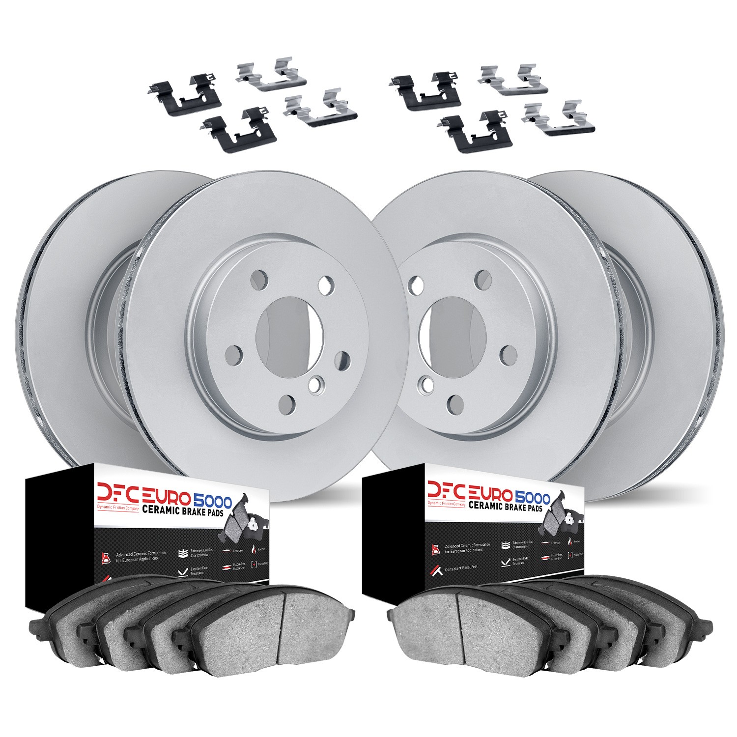 DFC GEOMET Rotors with EURO 5000 Ceramic Brake Pads includes Hardware