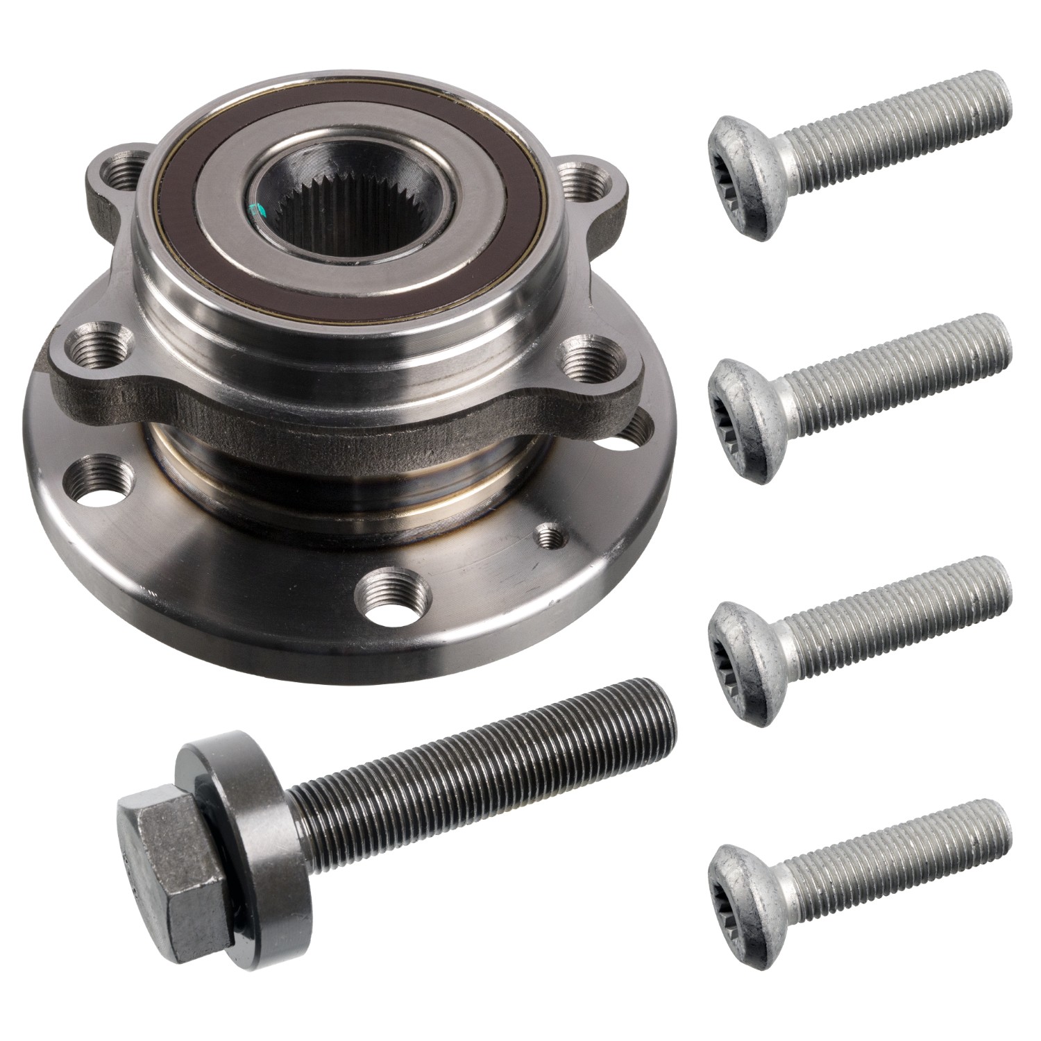 Wheel Bearing Kit with wheel hub, ABS sensor ring and fastening bolts