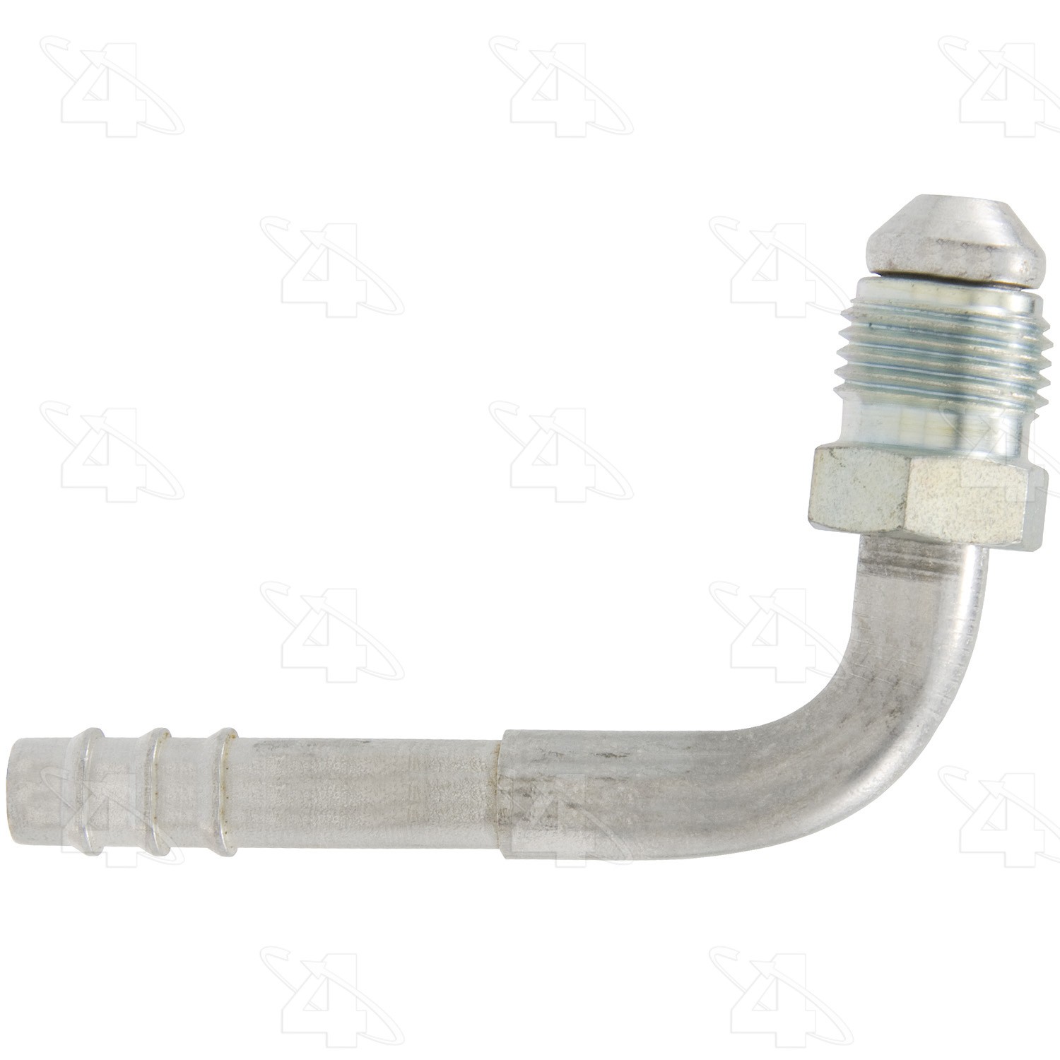 90 Degree Male Flare, Aluminum, Standard Diameter Barb and Clamp, A/C Fitting