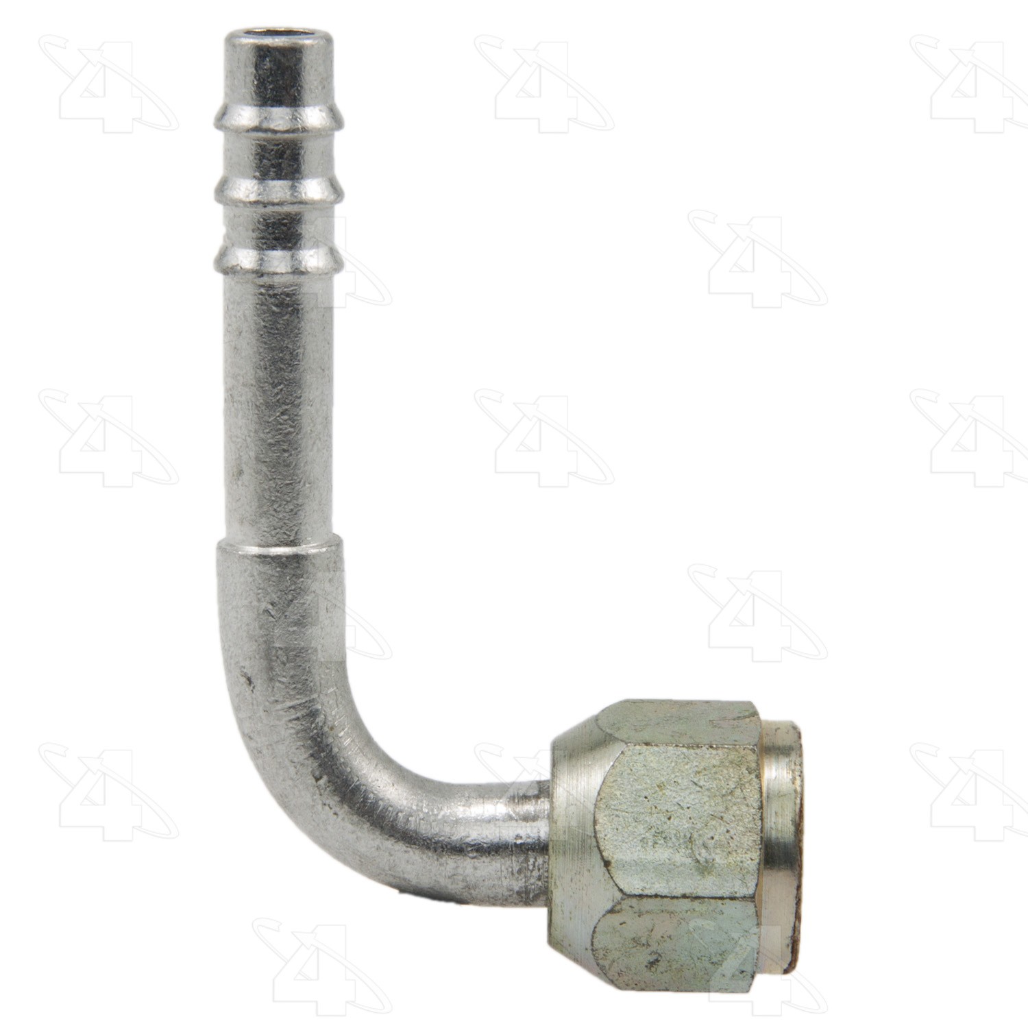 90 Degree Female Flare, Aluminum, Standard Diameter Barb and Clamp, A/C Fitting