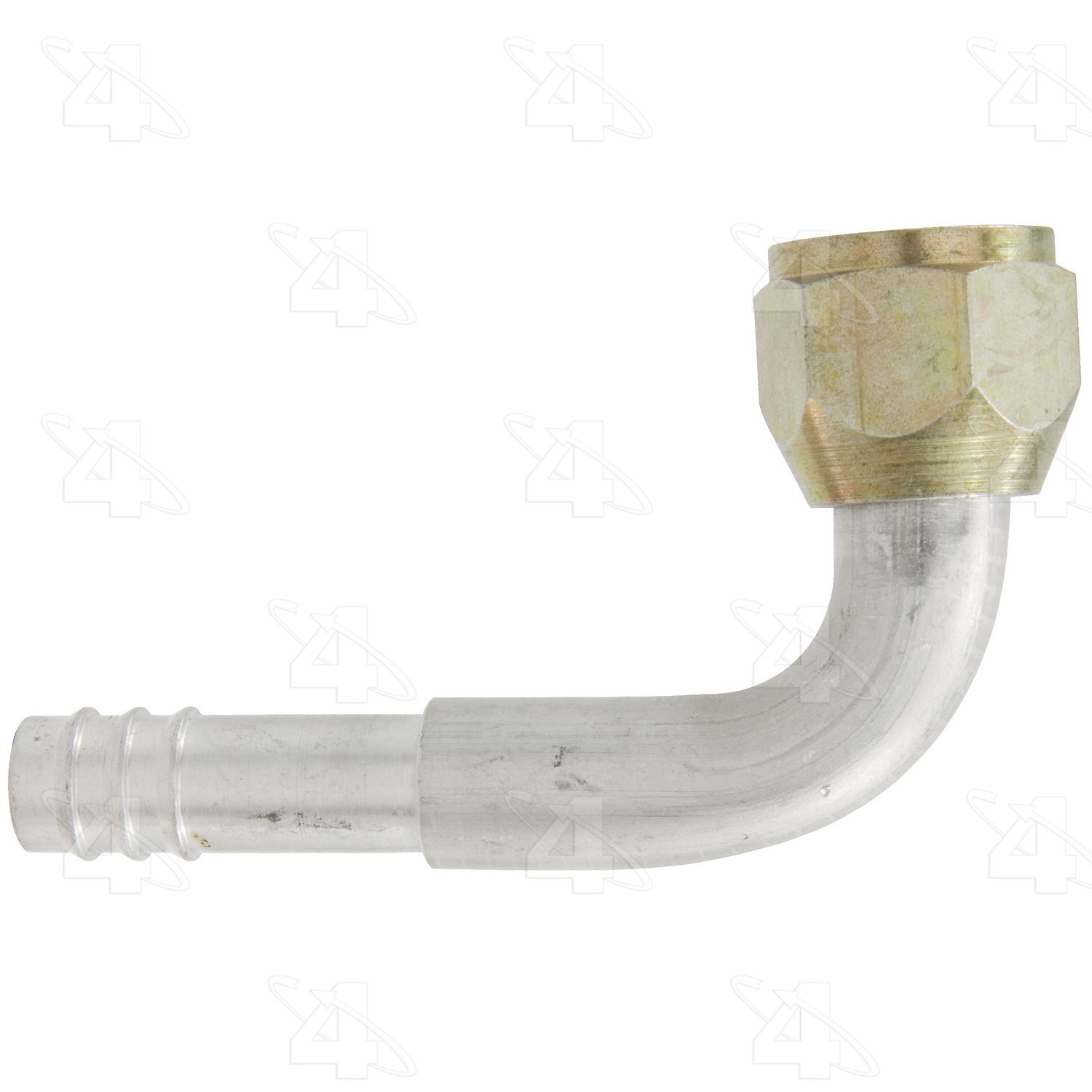 90 Degree Female Flare, Aluminum, Standard Diameter Barb and Clamp, A/C Fitting