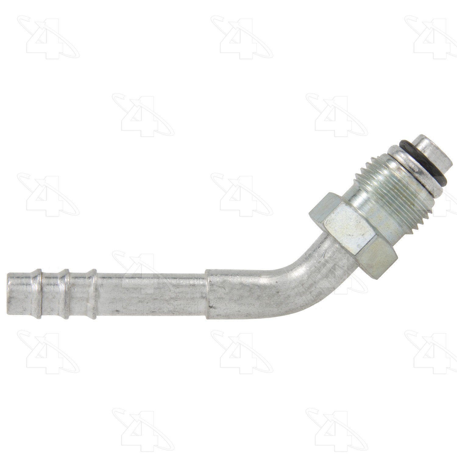 45 Degree Male O-Ring, Aluminum, Standard Diameter Barb and Clamp, A/C Fitting