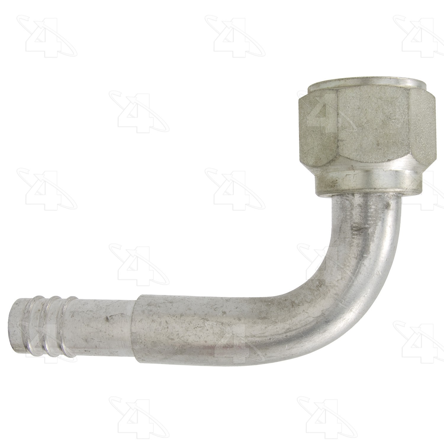 90 Degree Female O-Ring, Aluminum, Standard Diameter Barb and Clamp, A/C Fitting