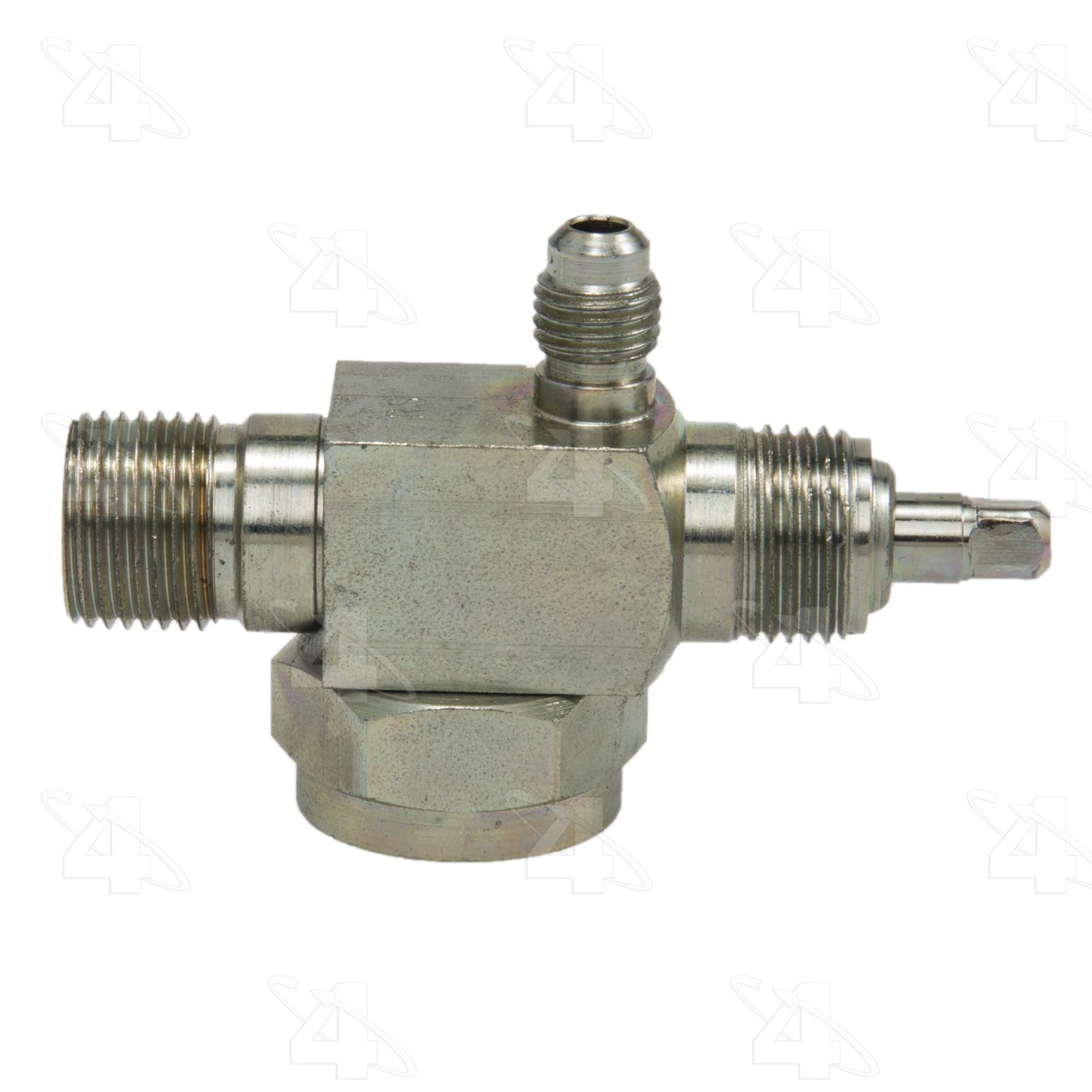 90 Degree Rotolock to Male Insert O-Ring with R12 Service Port, Steel, Service Valve